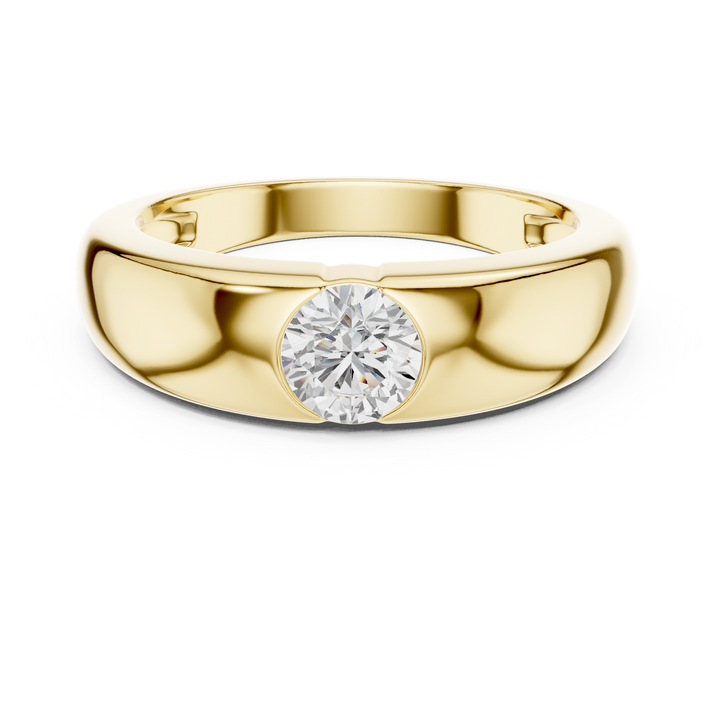 Premium round diamond bezel set minimal band ring modern design