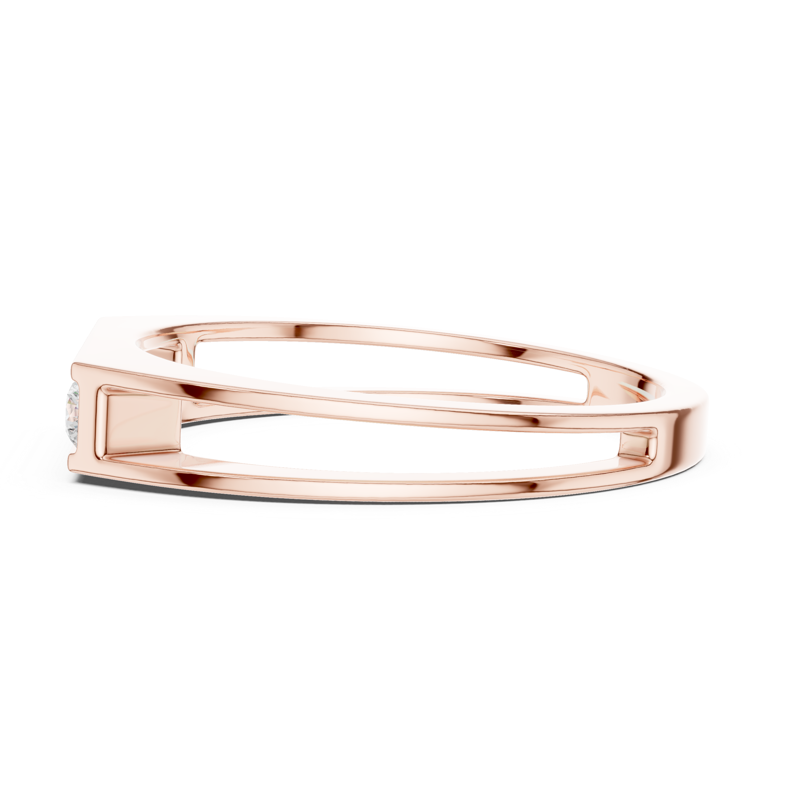 Round Cut Diamond Channel Set Five Stone Band with Open Gallery Design