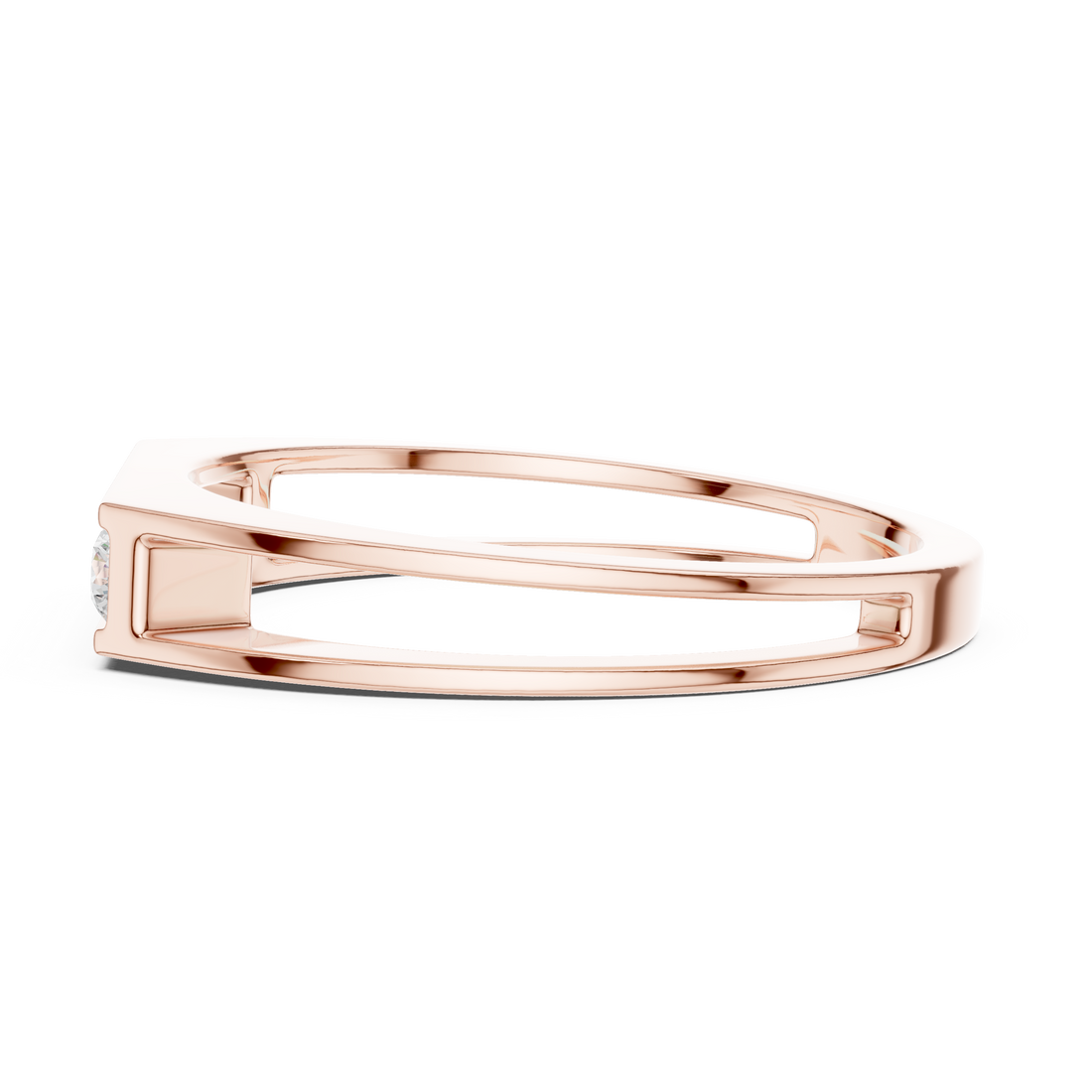 Round Cut Diamond Channel Set Five Stone Band with Open Gallery Design