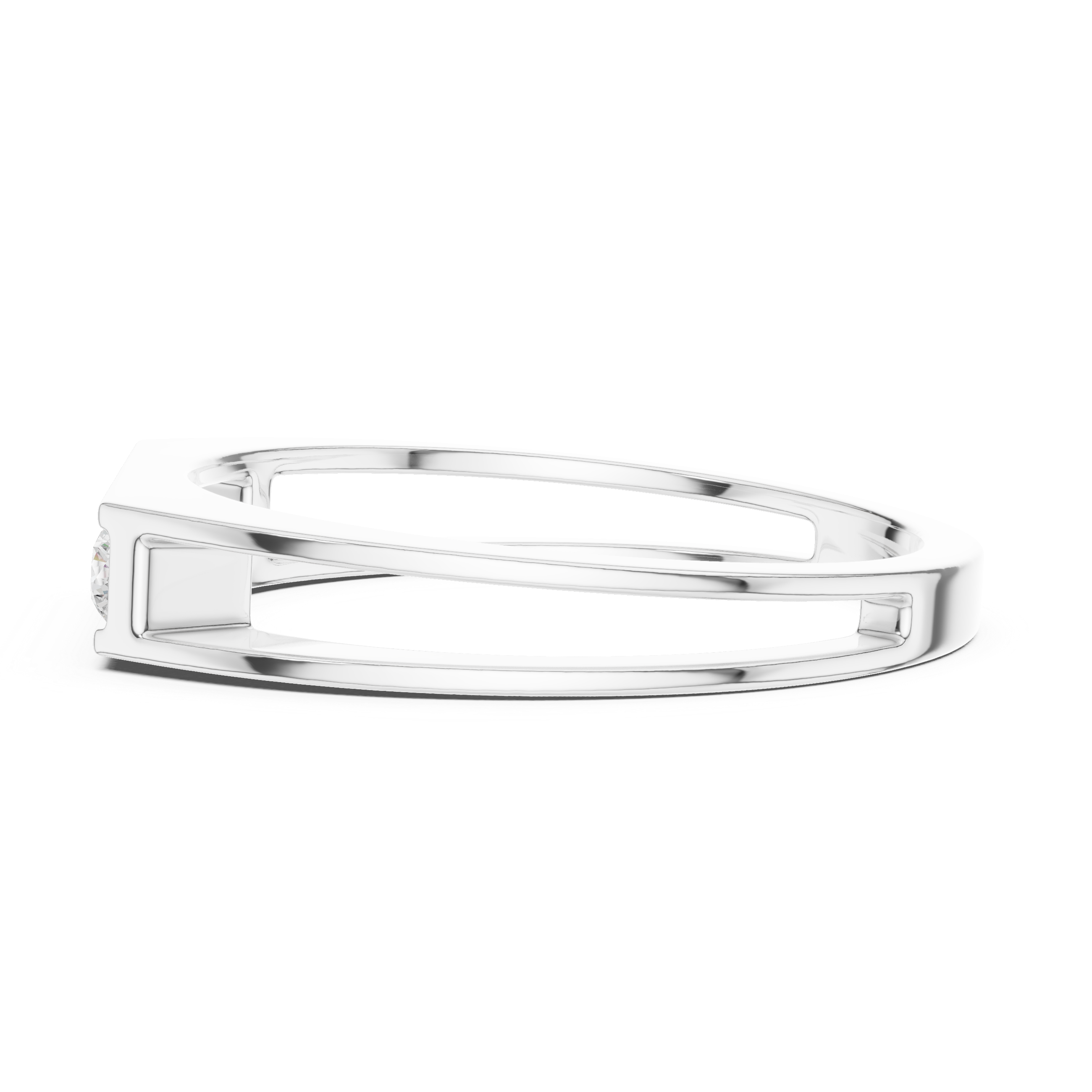 Round Cut Diamond Channel Set Five Stone Band with Open Gallery Design