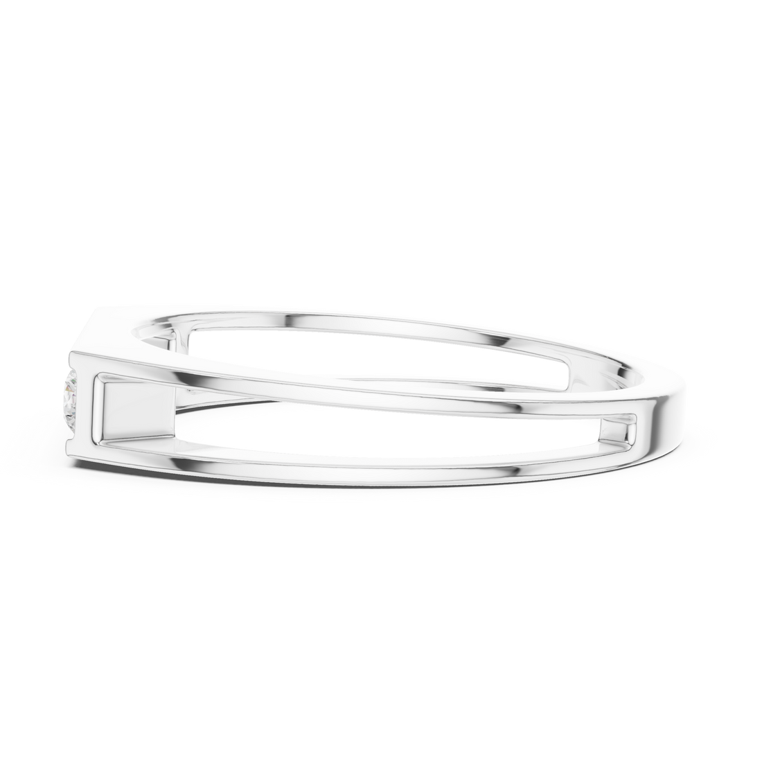 Round Cut Diamond Channel Set Five Stone Band with Open Gallery Design