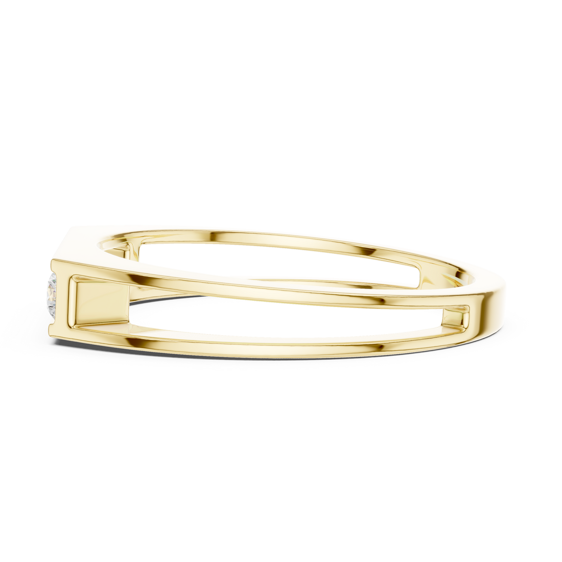Round Cut Diamond Channel Set Five Stone Band with Open Gallery Design