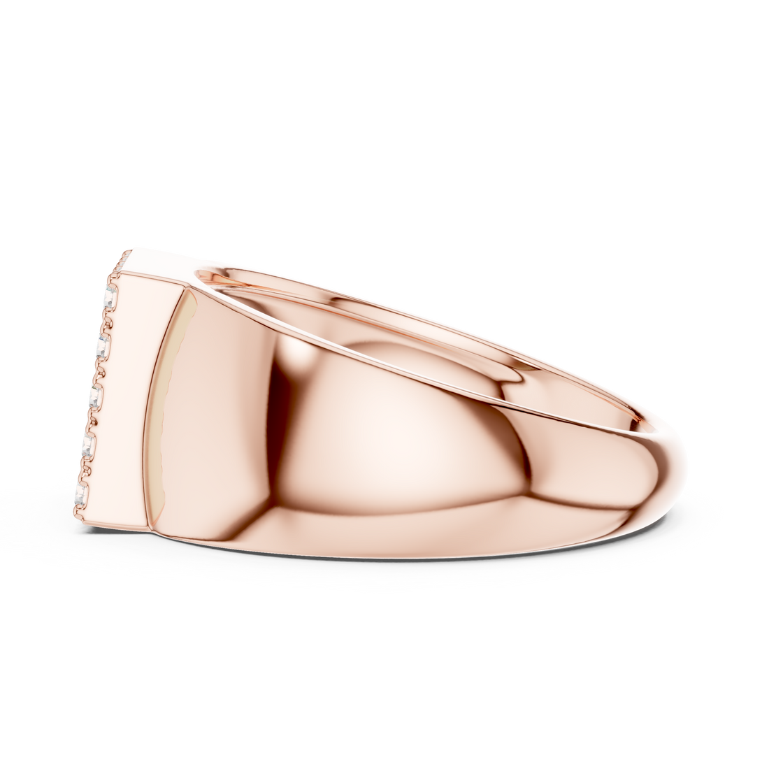 Round Cut Diamond Square Pavé Cluster Signet Ring