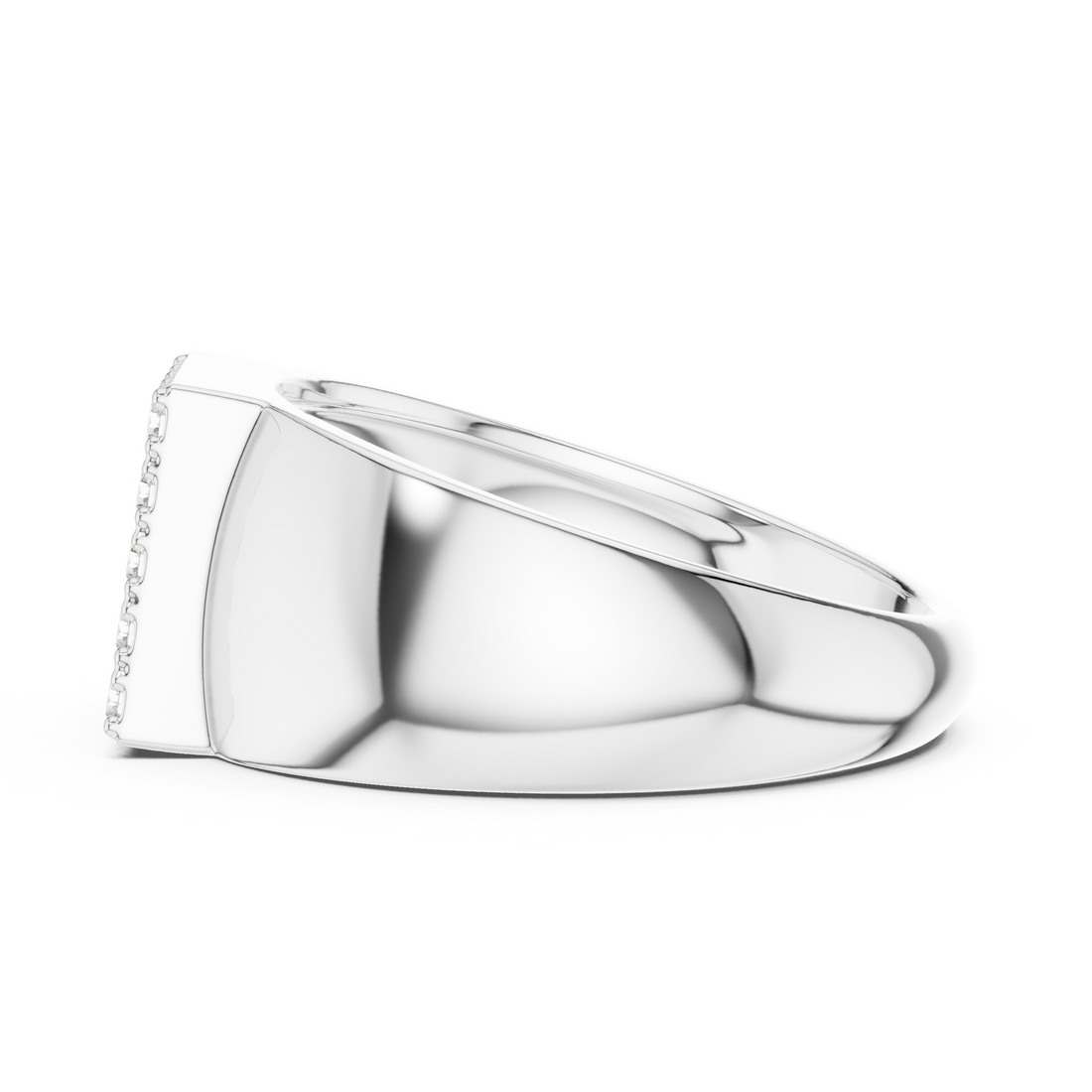 Round Cut Diamond Square Pavé Cluster Signet Ring