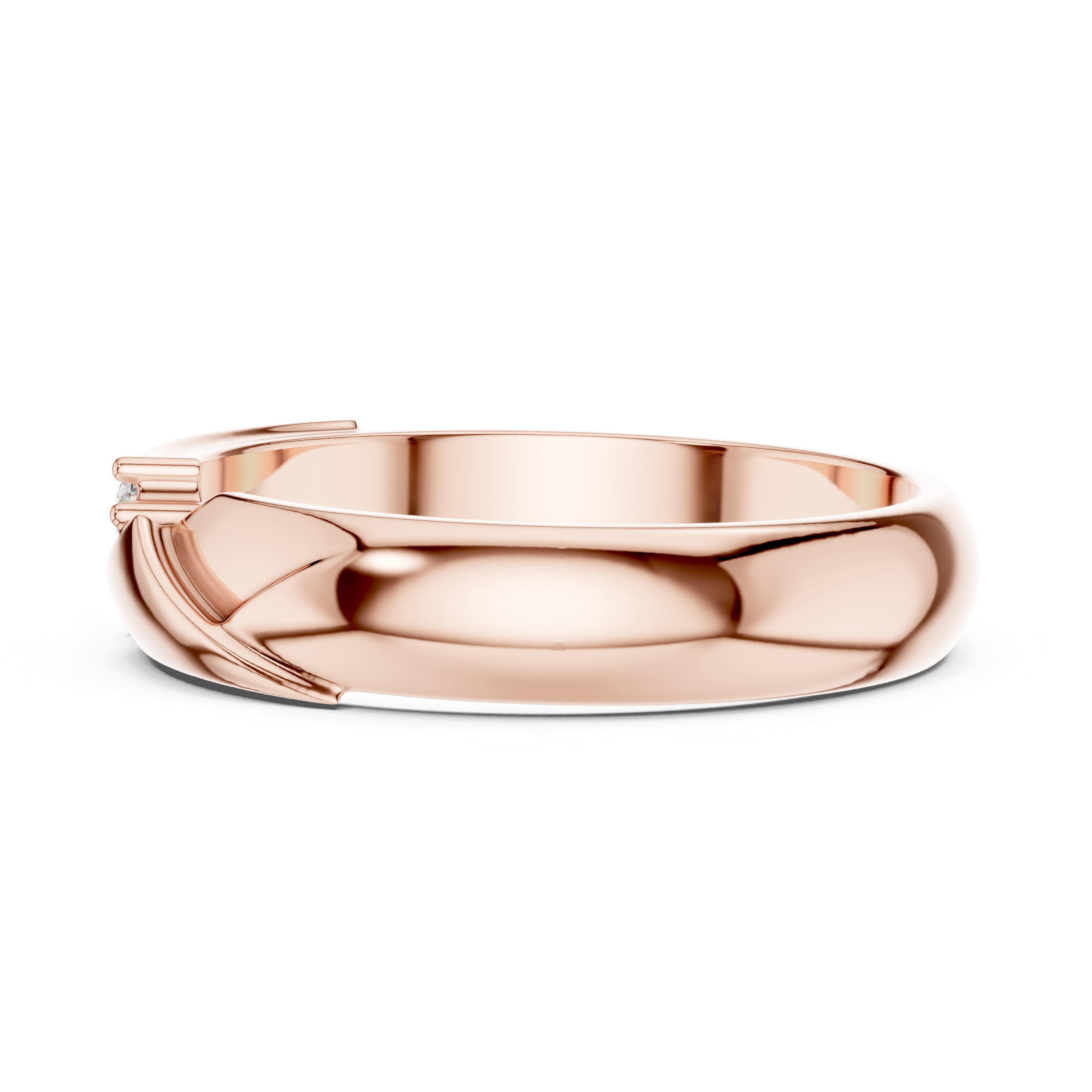 Modern Round Diamond Three Stone Twist Accent Band Ring