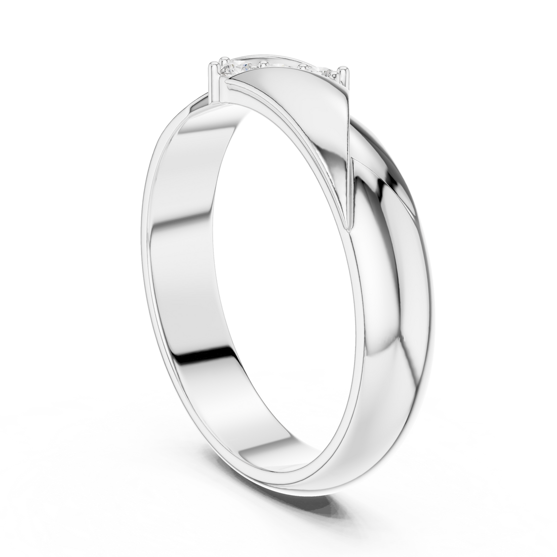 Modern Round Diamond Three Stone Twist Accent Band Ring