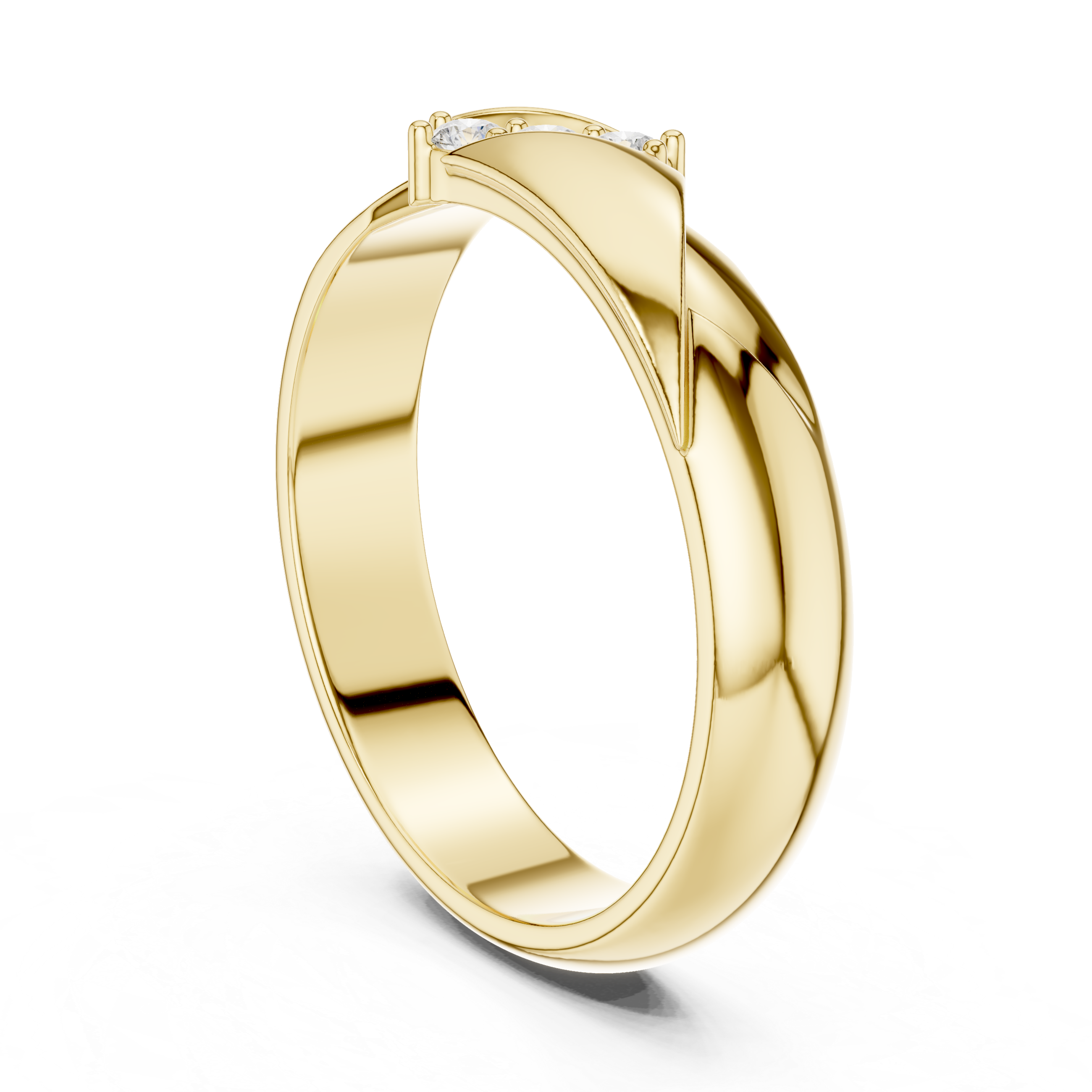 Modern Round Diamond Three Stone Twist Accent Band Ring