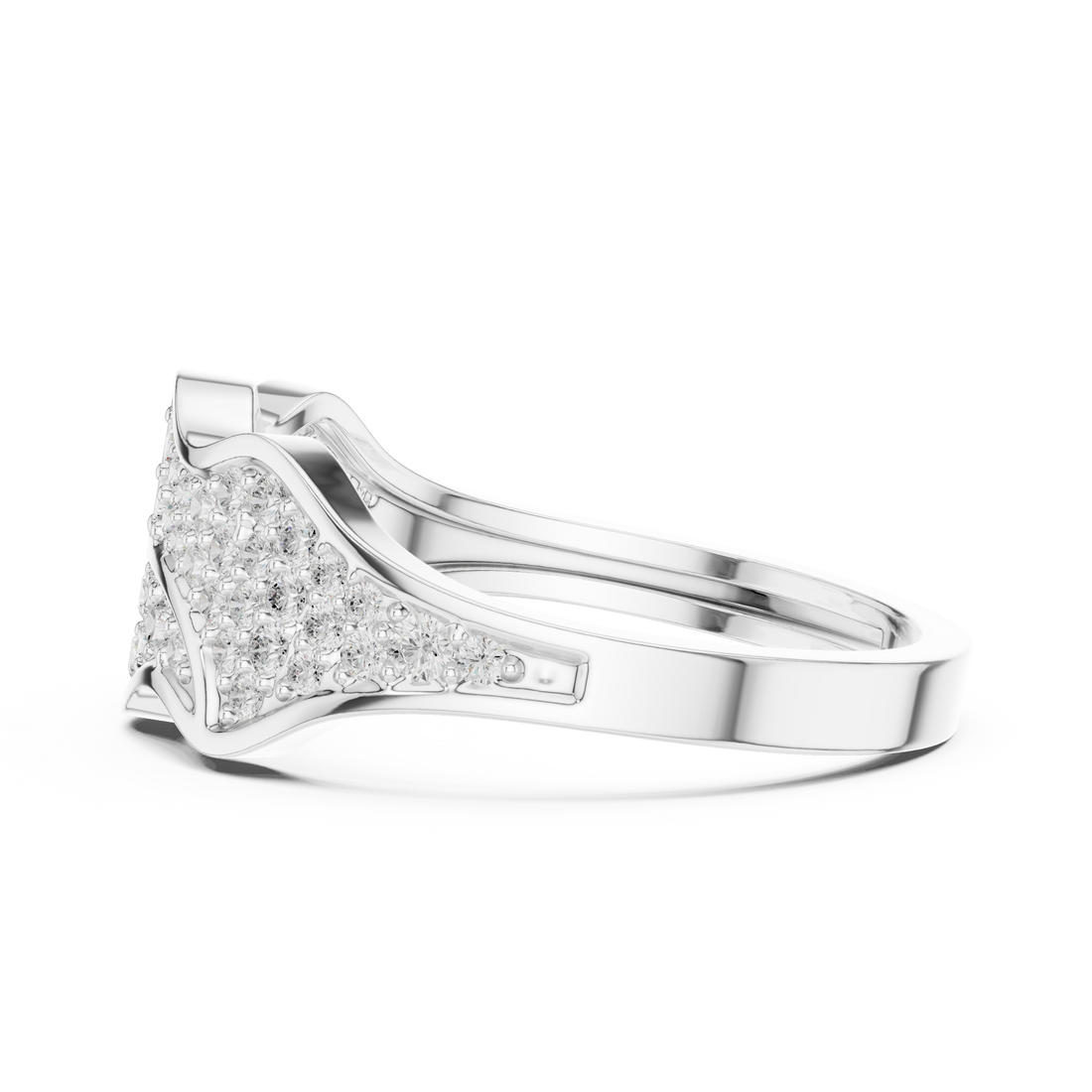 Round Cut Diamond Multi Row Pavé Wave Design Band with Split Pattern