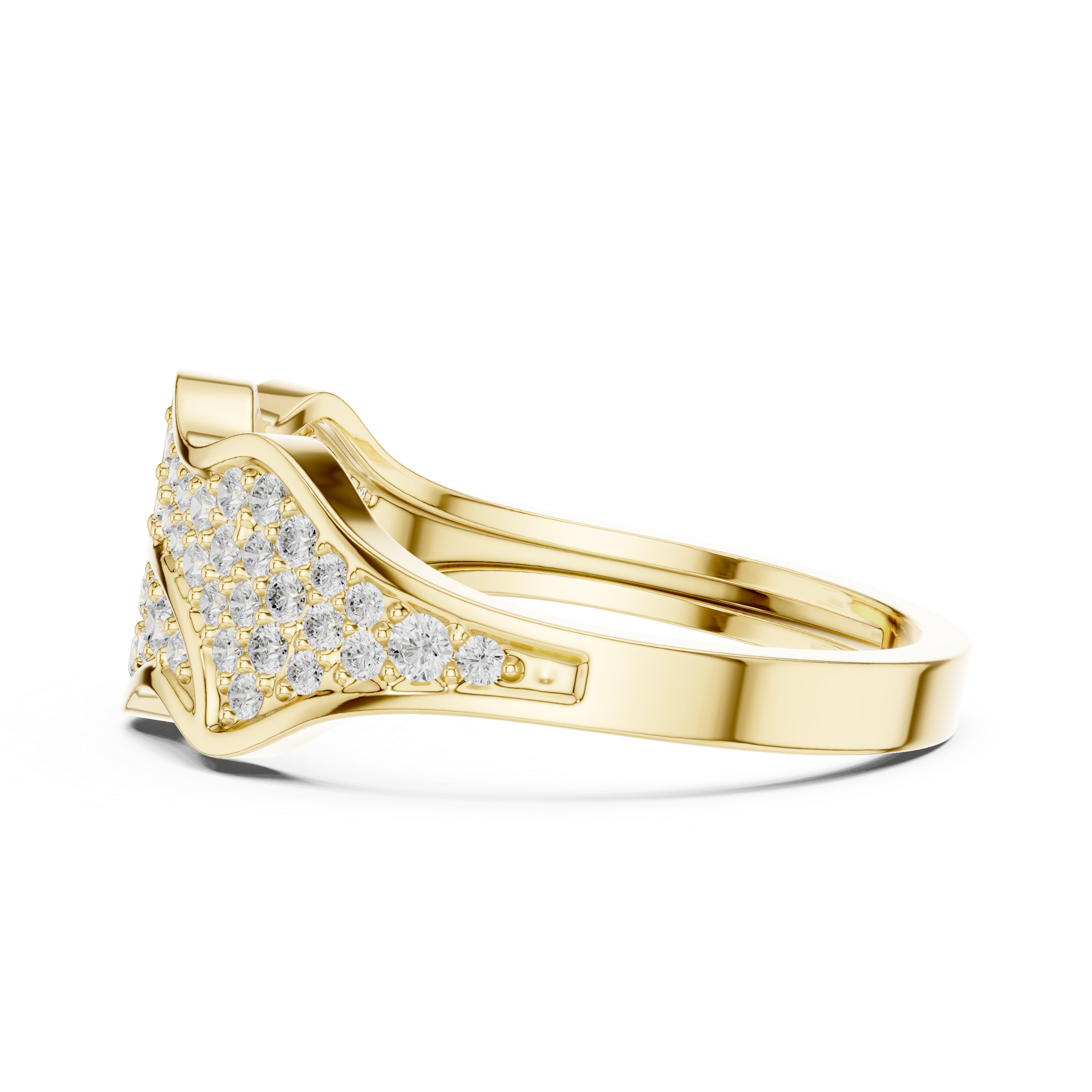 Round Cut Diamond Multi Row Pavé Wave Design Band with Split Pattern