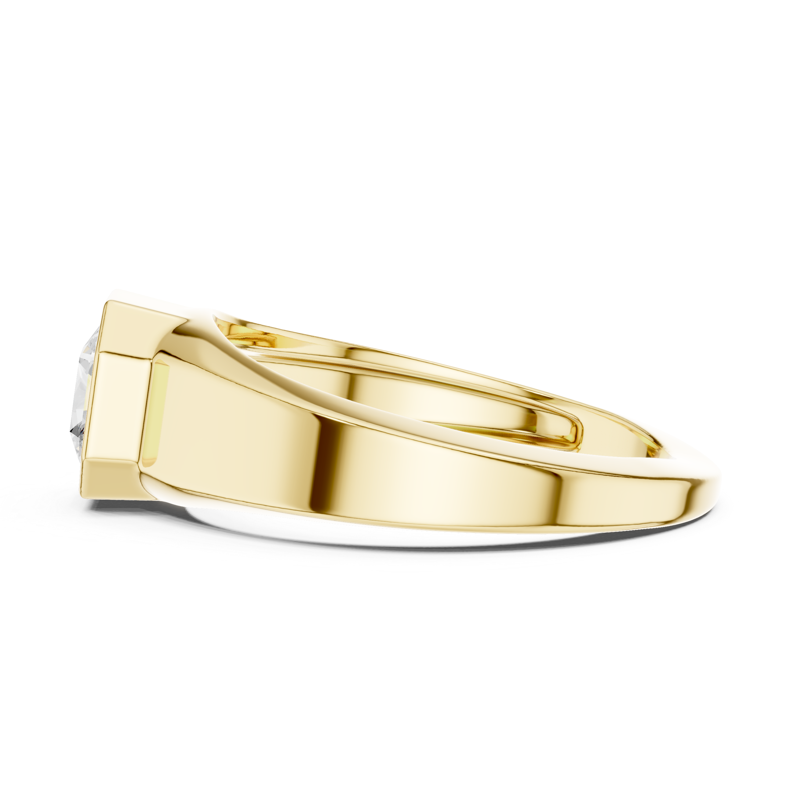 Bold Radiant Cut Diamond Bezel Set Signet Style Ring