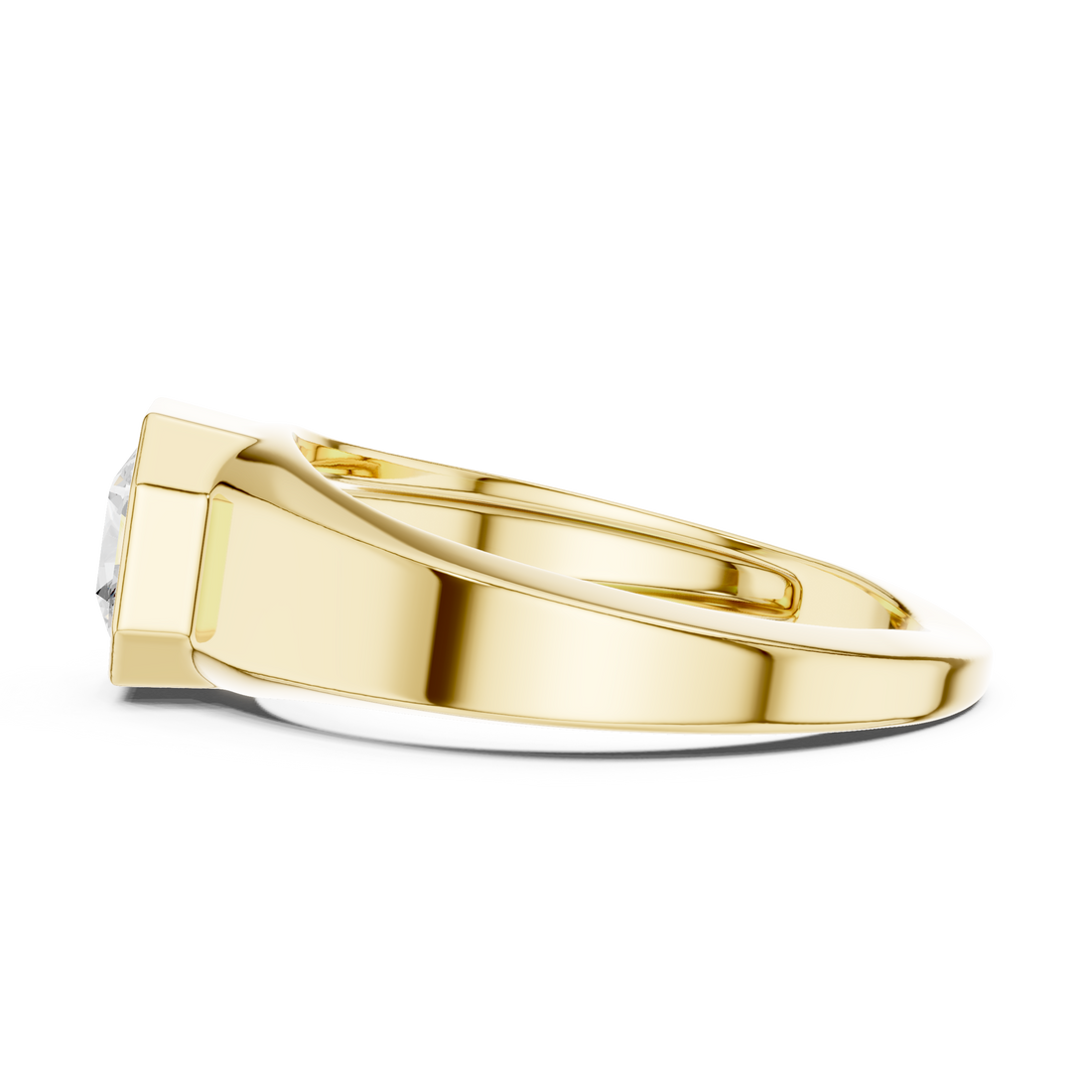 Bold Radiant Cut Diamond Bezel Set Signet Style Ring