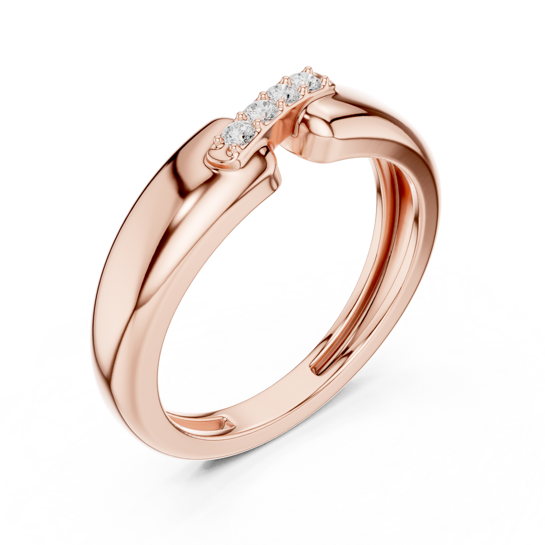 Round Cut Diamond Bar Set Bridge Accent Band with Open Center Design