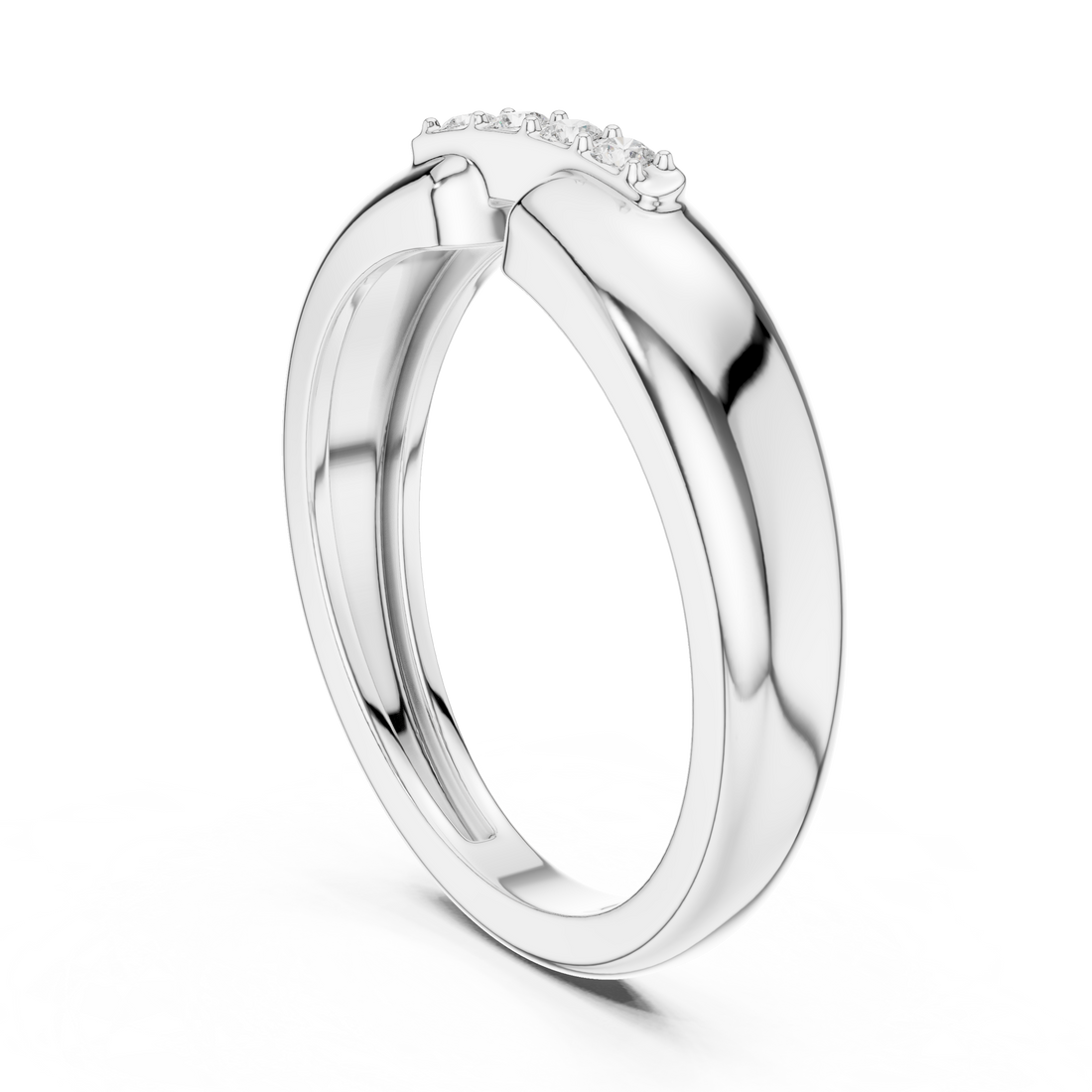 Round Cut Diamond Bar Set Bridge Accent Band with Open Center Design