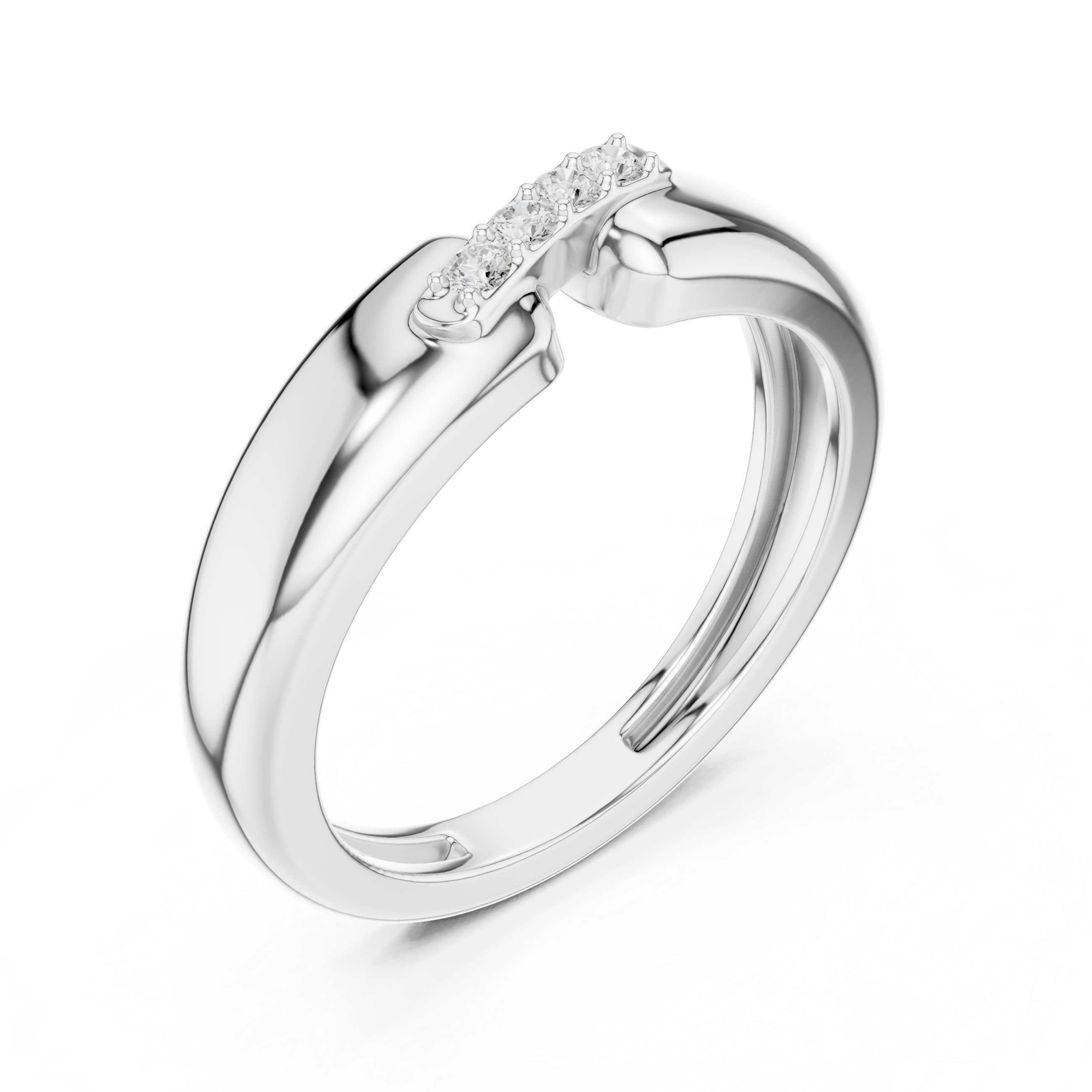 Round Cut Diamond Bar Set Bridge Accent Band with Open Center Design