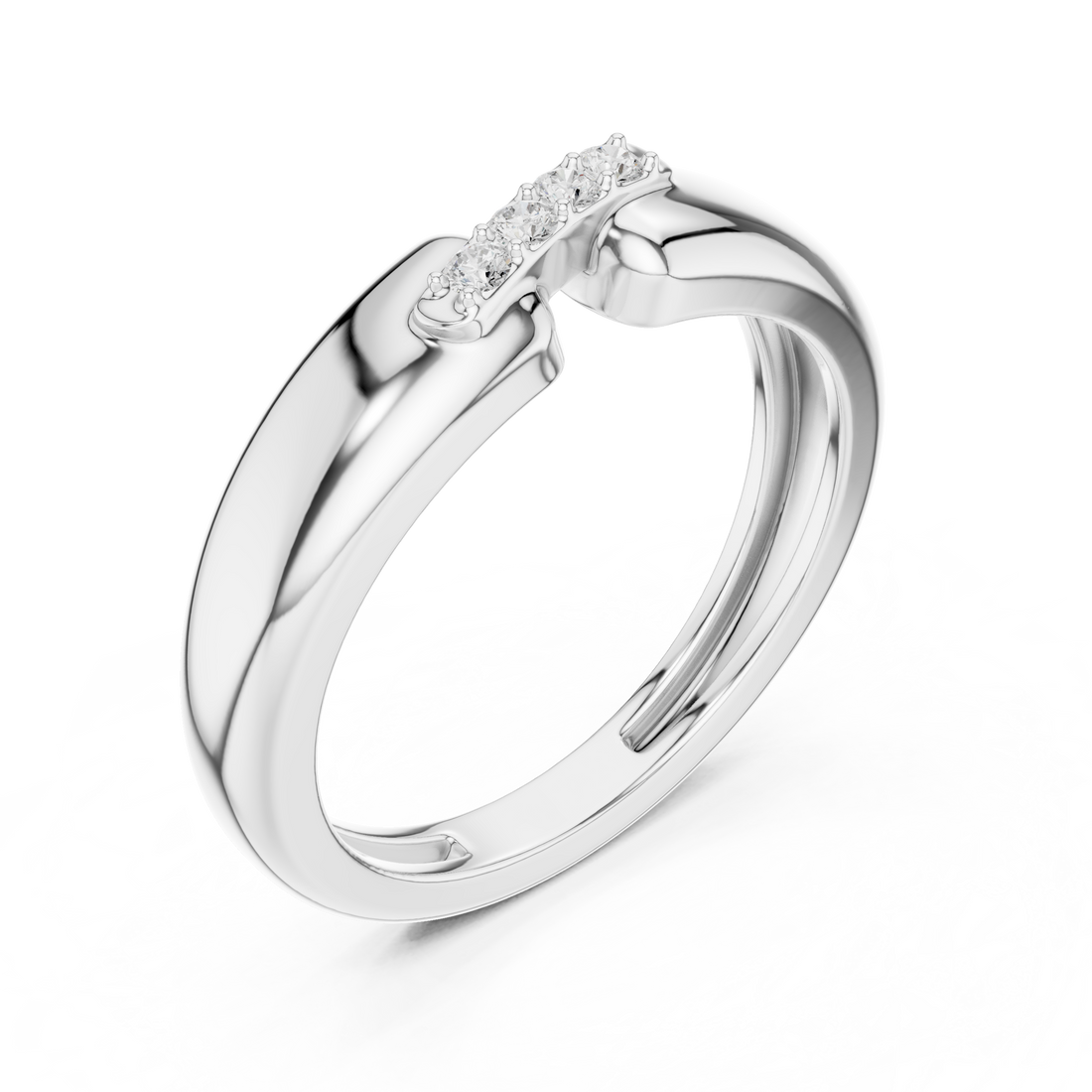 Round Cut Diamond Bar Set Bridge Accent Band with Open Center Design