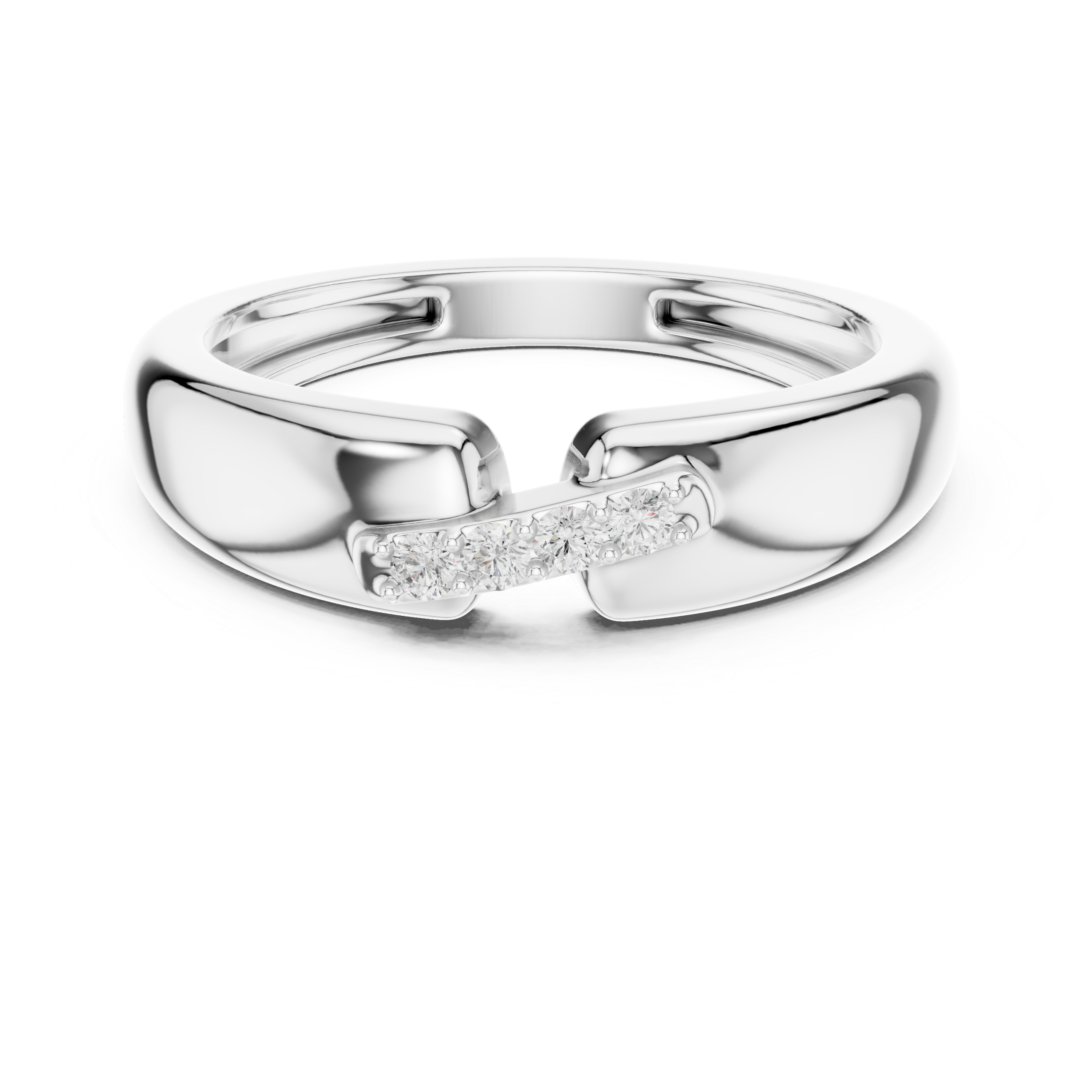 Round Cut Diamond Bar Set Bridge Accent Band with Open Center Design