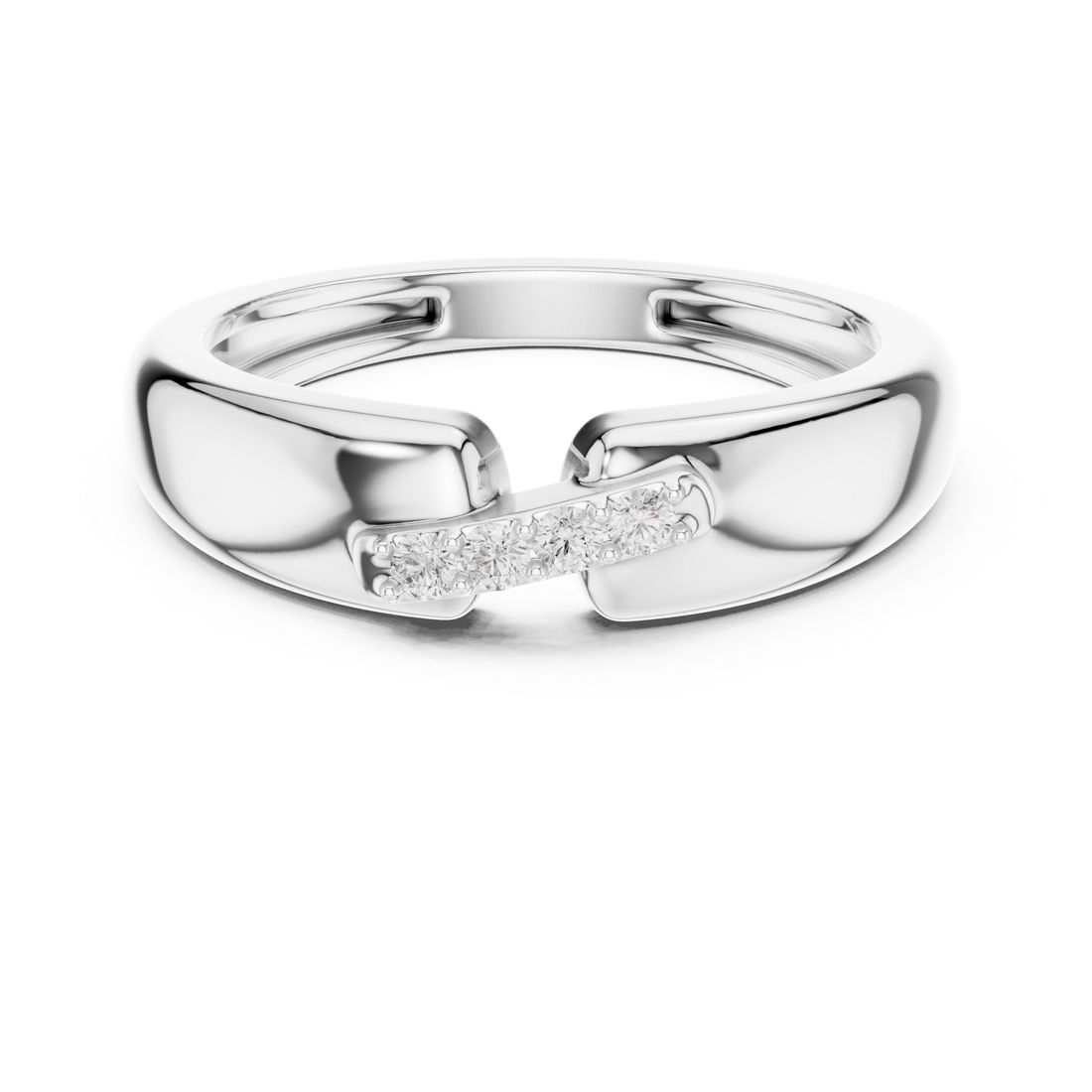 Round Cut Diamond Bar Set Bridge Accent Band with Open Center Design