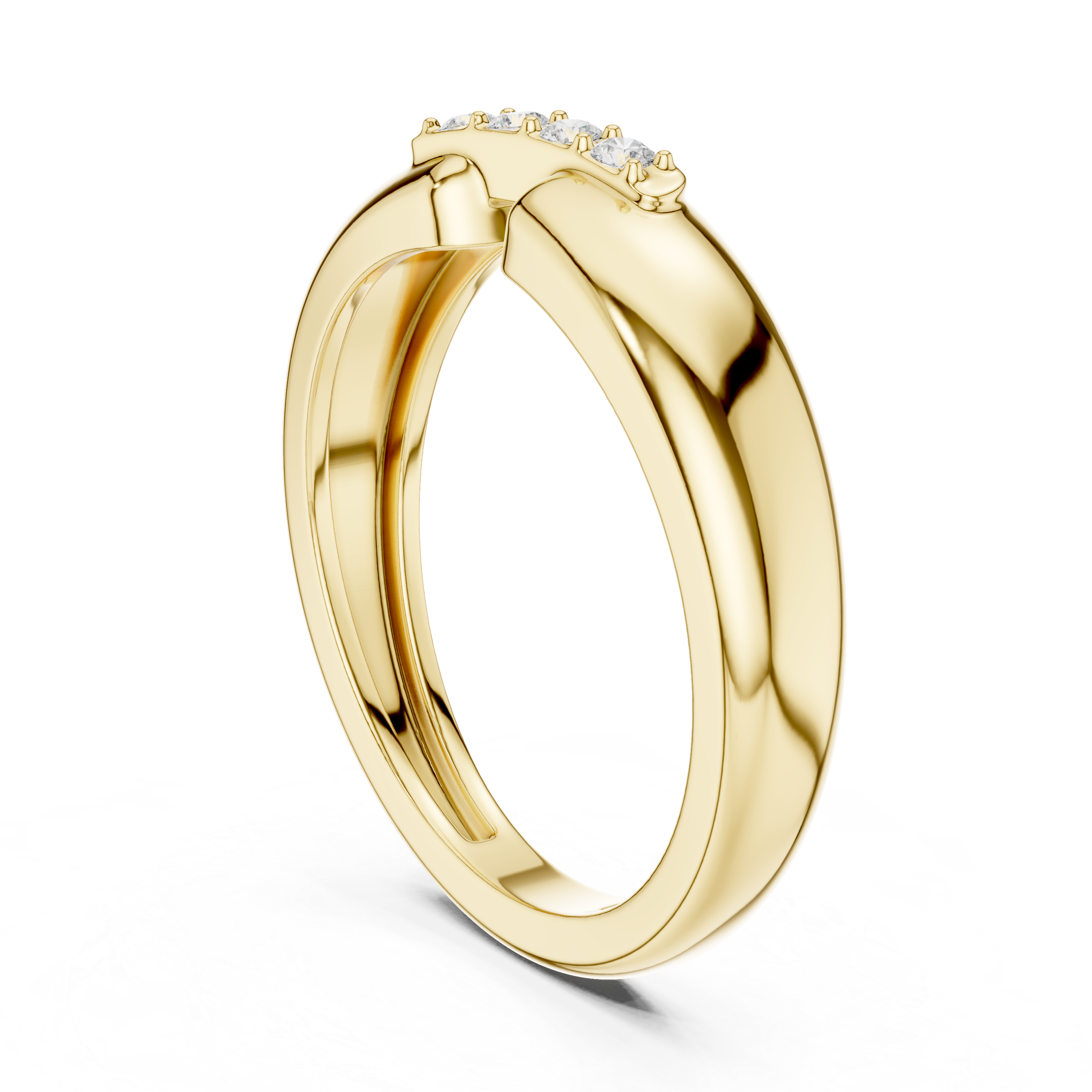 Round Cut Diamond Bar Set Bridge Accent Band with Open Center Design