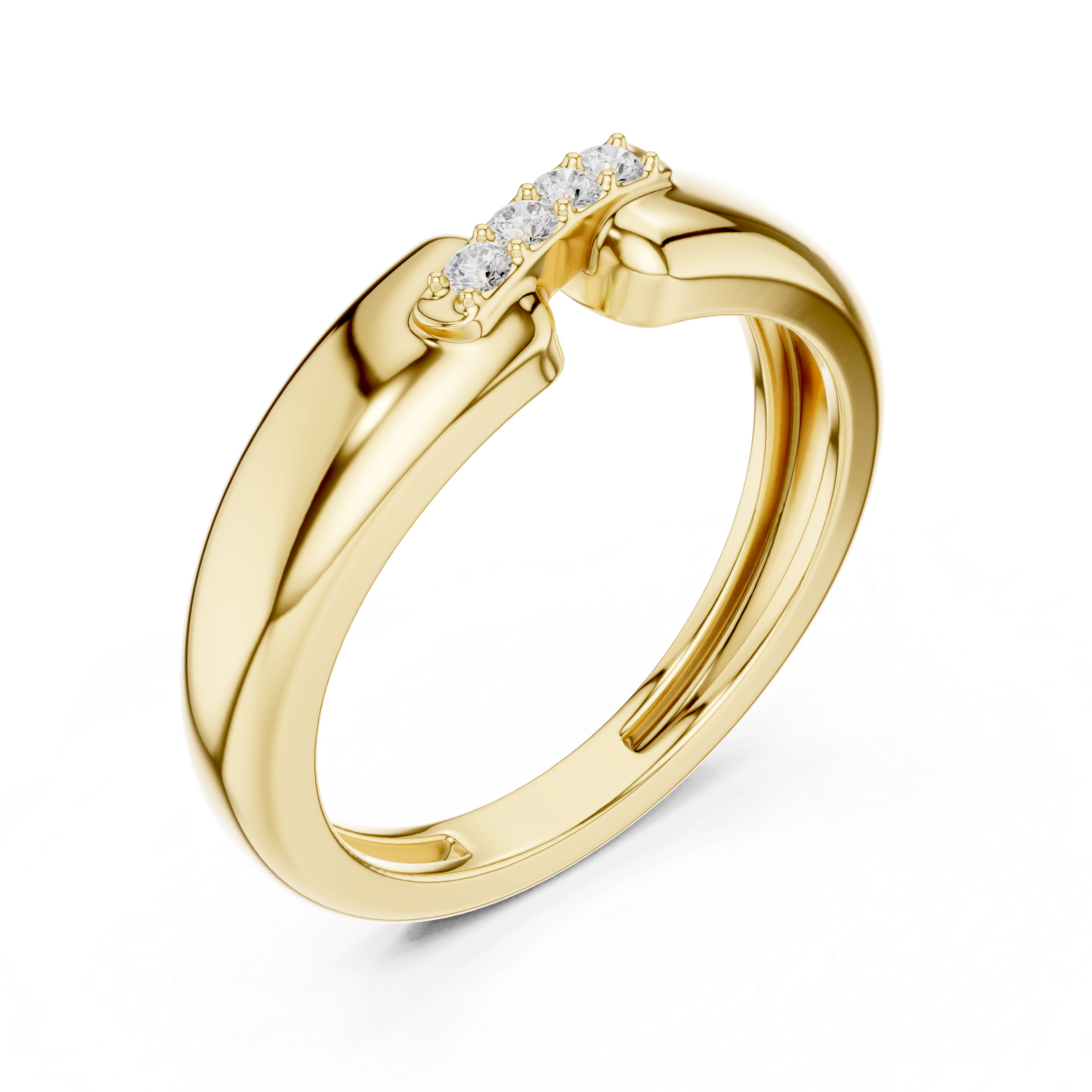 Round Cut Diamond Bar Set Bridge Accent Band with Open Center Design
