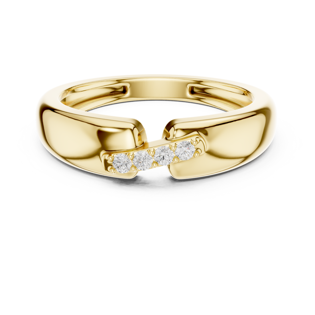Round Cut Diamond Bar Set Bridge Accent Band with Open Center Design