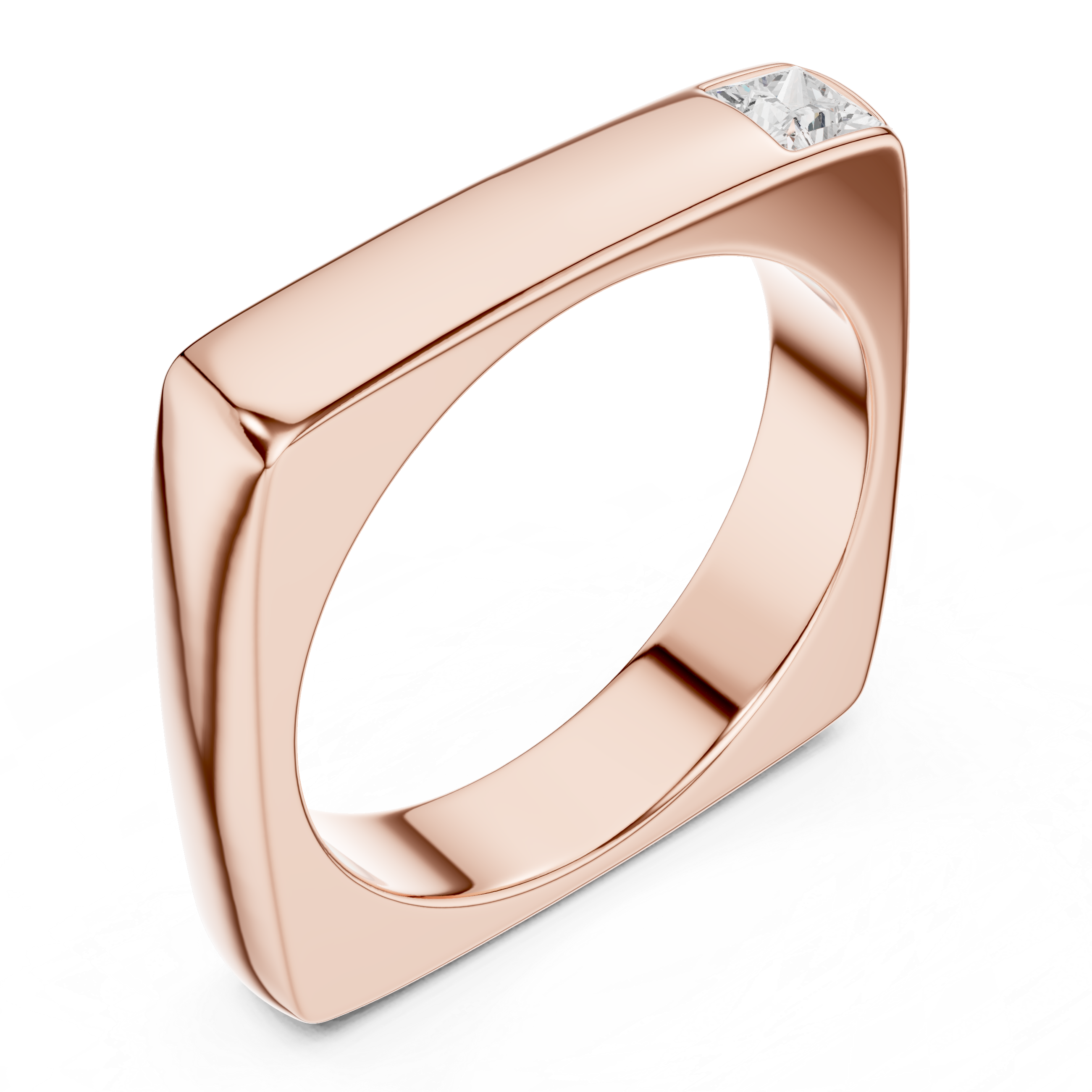 Princess Cut Diamond Bezel Side Stone Band Ring