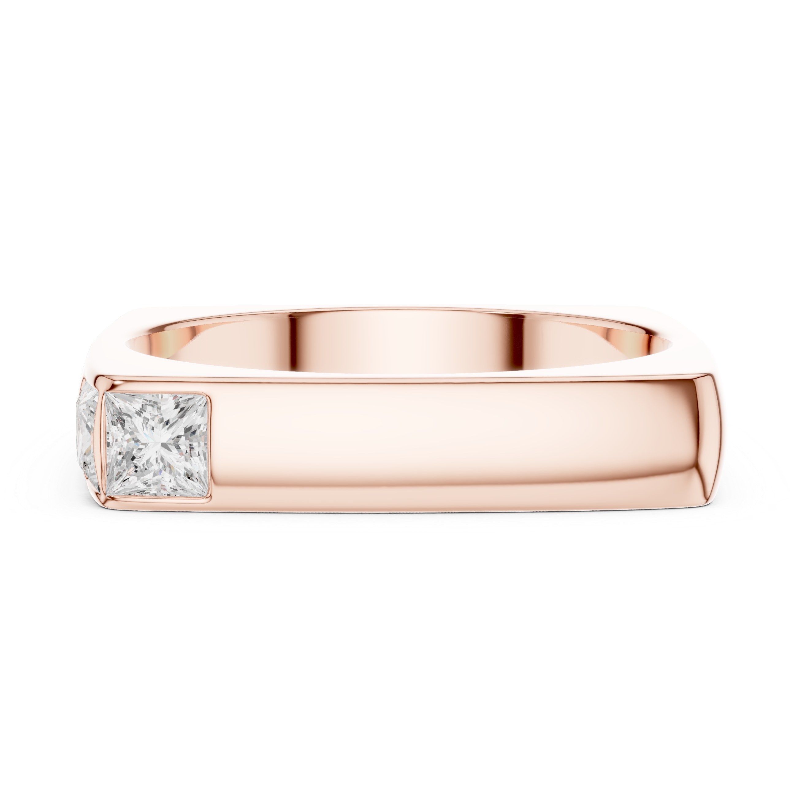 Princess Cut Diamond Bezel Side Stone Band Ring