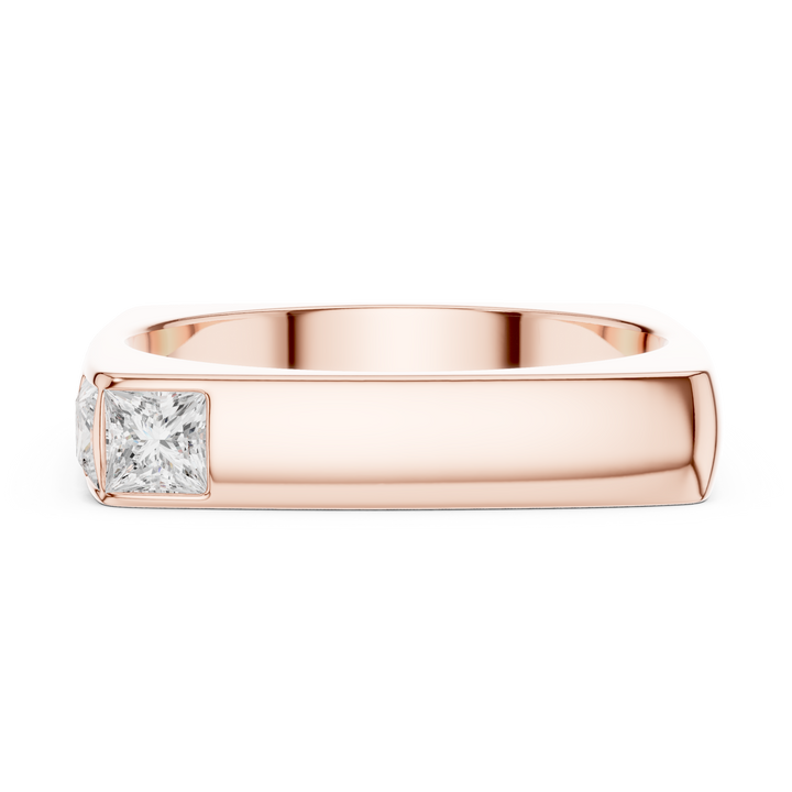 Princess Cut Diamond Bezel Side Stone Band Ring