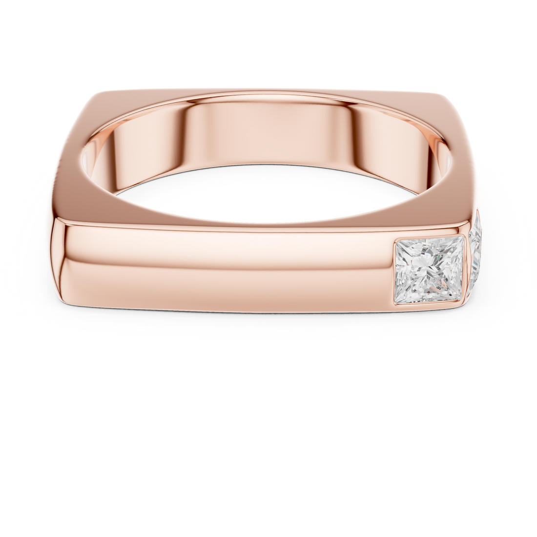 Princess Cut Diamond Bezel Side Stone Band Ring