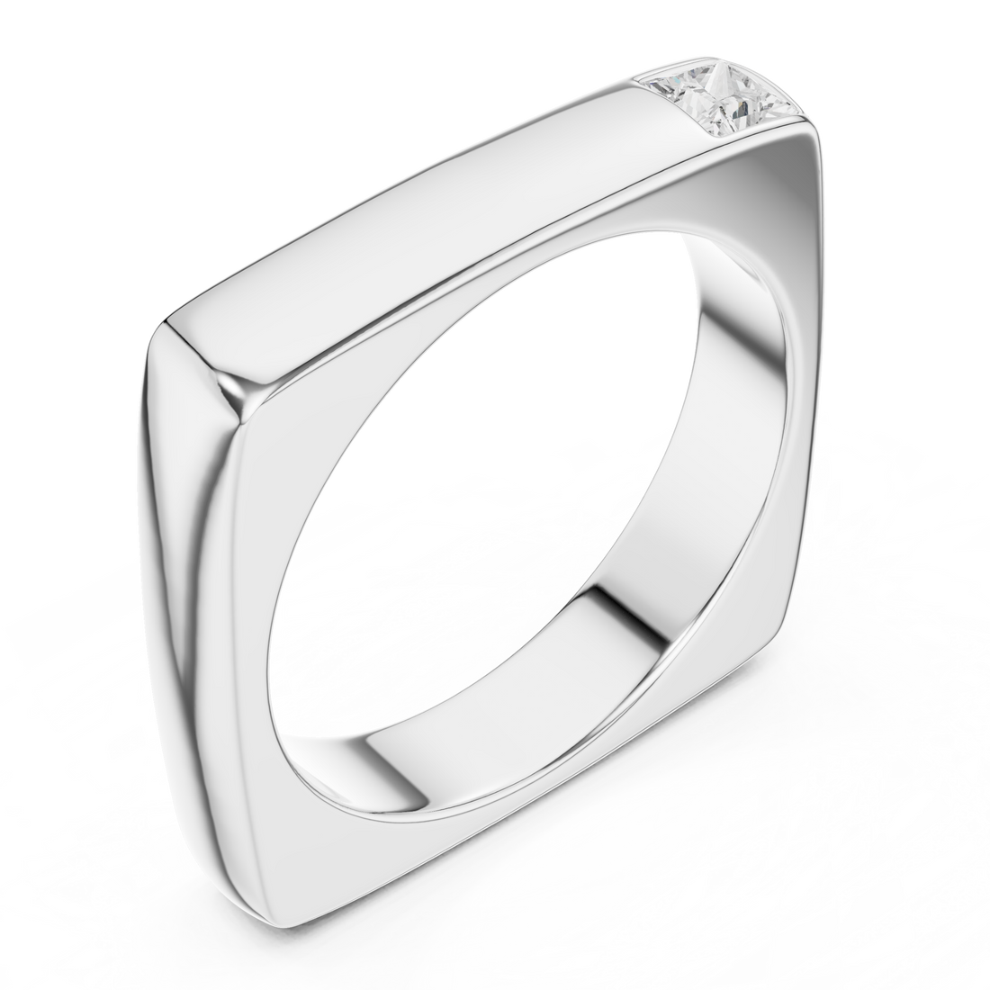 Princess Cut Diamond Bezel Side Stone Band Ring
