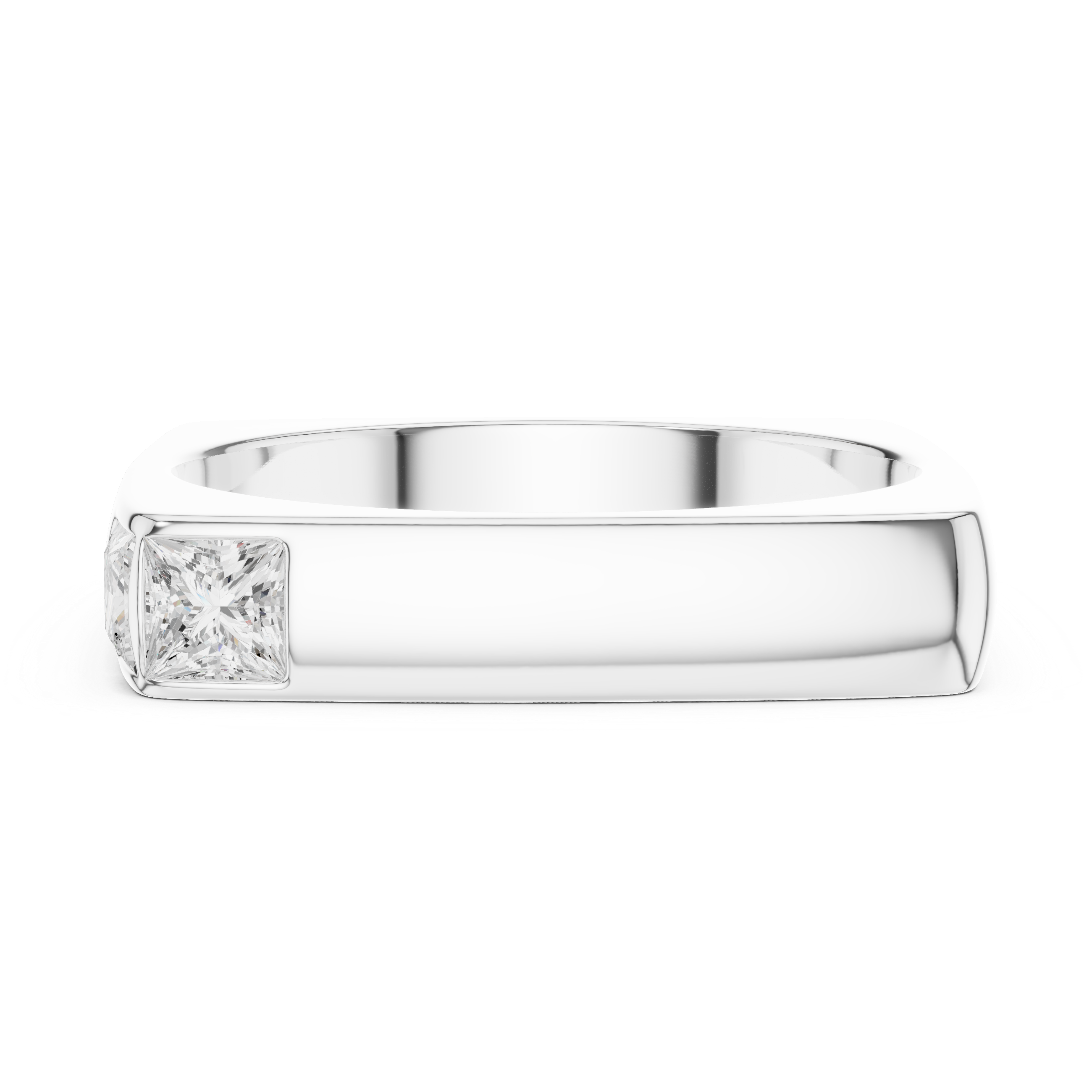 Princess Cut Diamond Bezel Side Stone Band Ring
