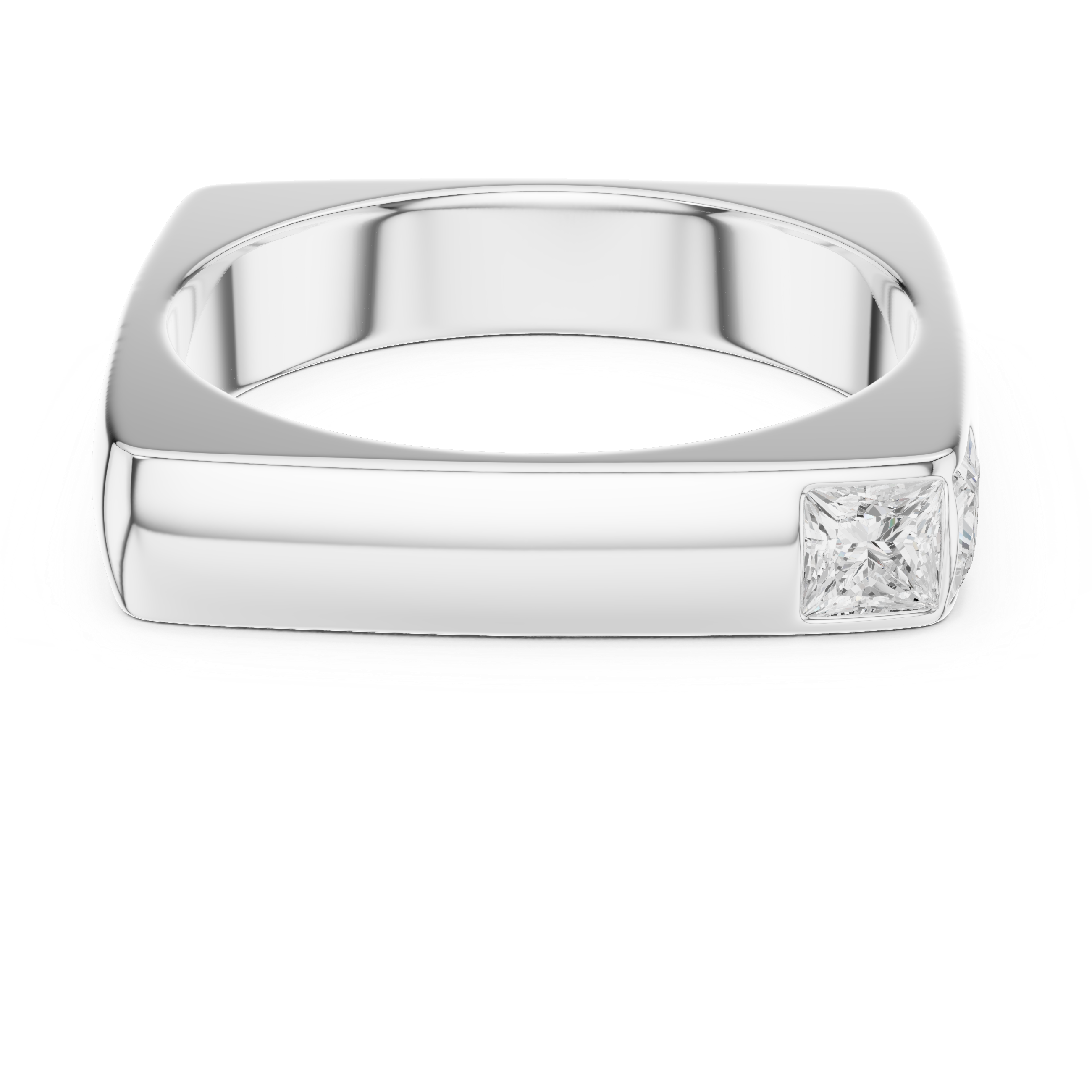 Princess Cut Diamond Bezel Side Stone Band Ring