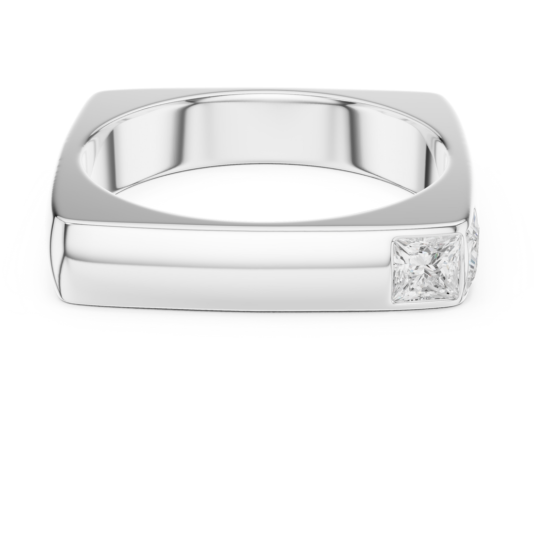 Princess Cut Diamond Bezel Side Stone Band Ring