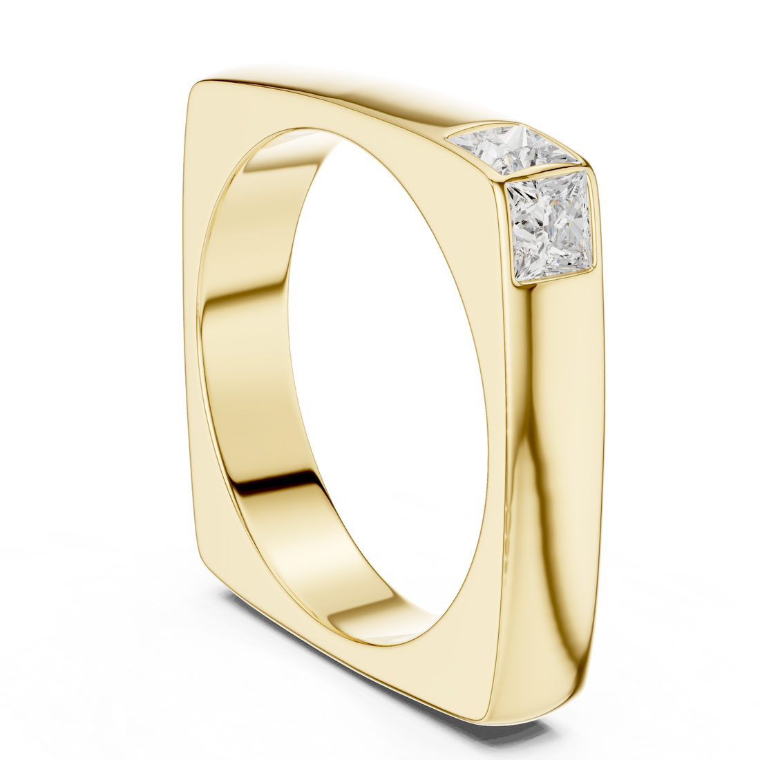 Princess Cut Diamond Bezel Side Stone Band Ring