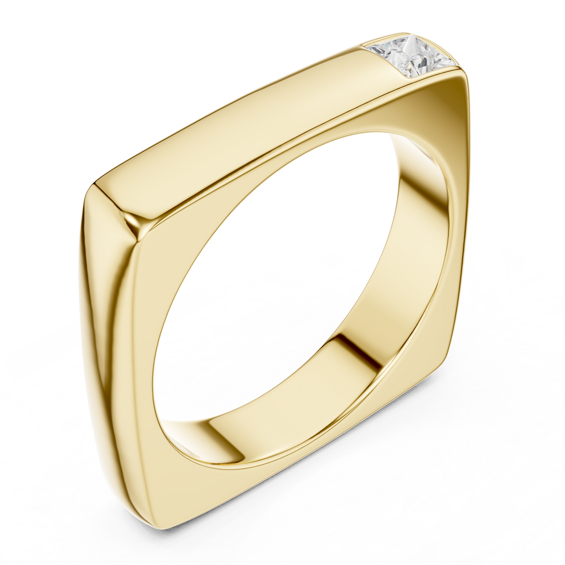 Princess Cut Diamond Bezel Side Stone Band Ring
