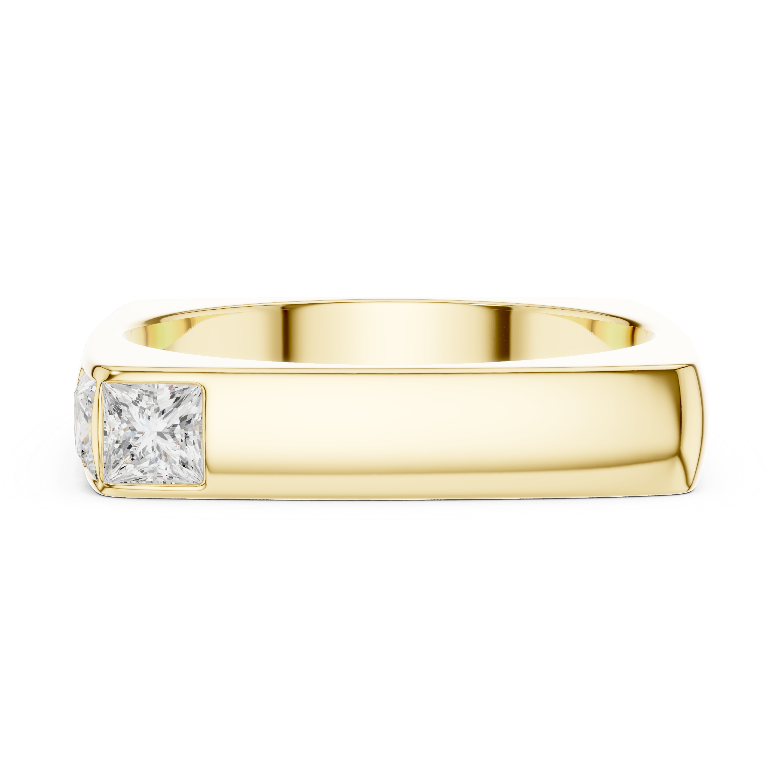 Princess Cut Diamond Bezel Side Stone Band Ring