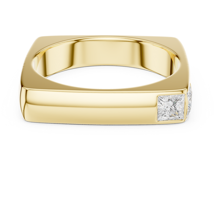 Princess Cut Diamond Bezel Side Stone Band Ring