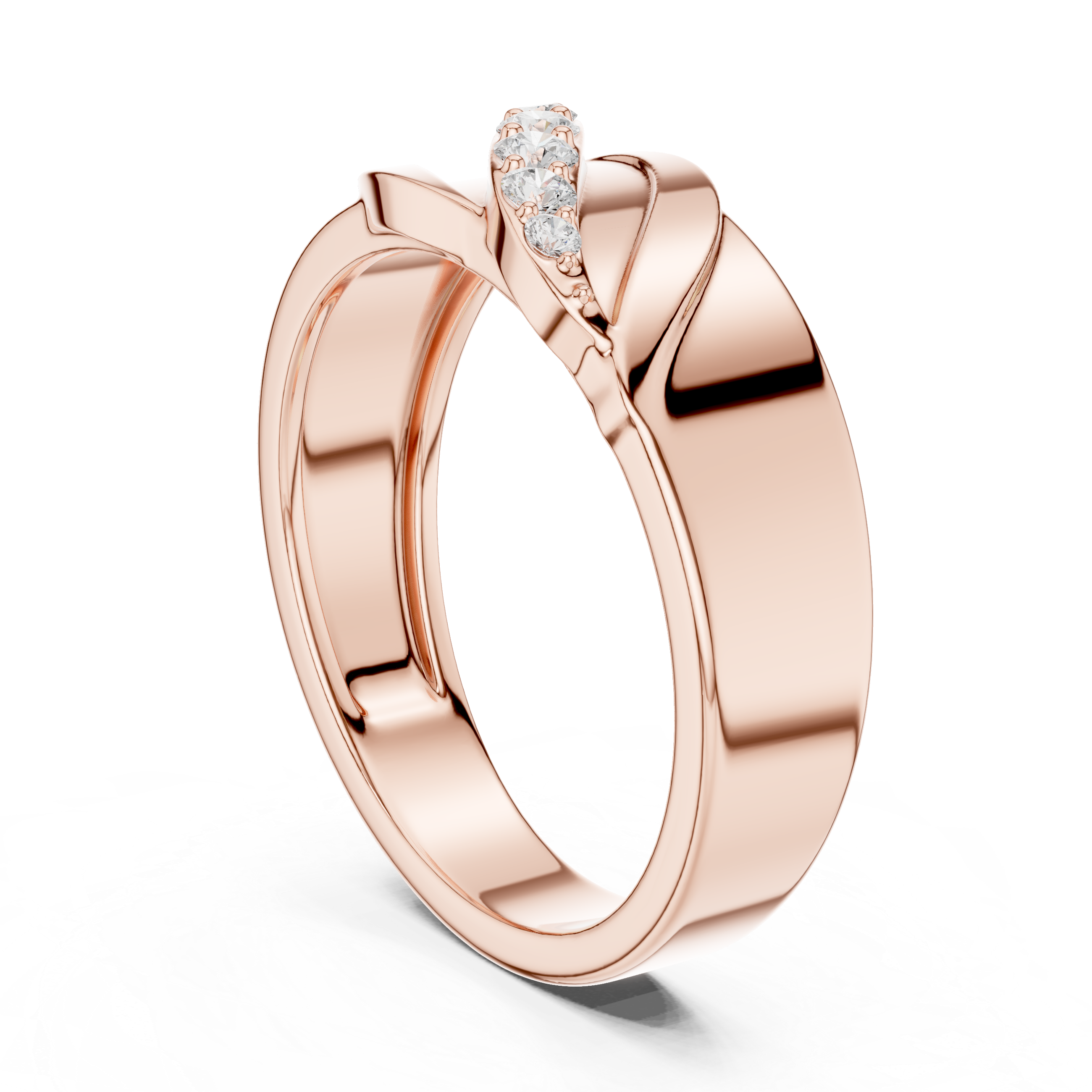 Flowing Round Diamond Twist Band with Multi Stone Row Design