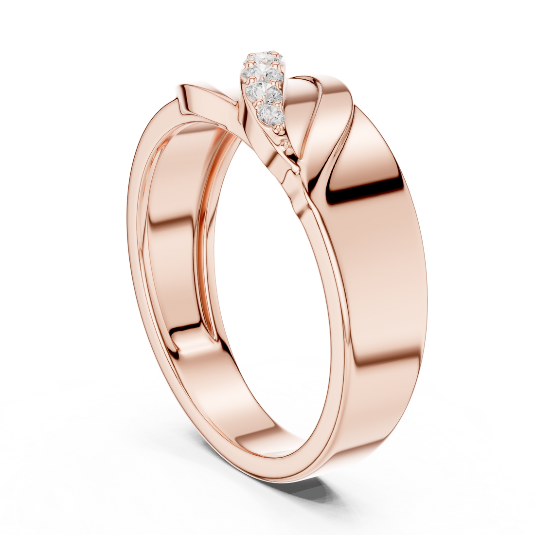 Flowing Round Diamond Twist Band with Multi Stone Row Design