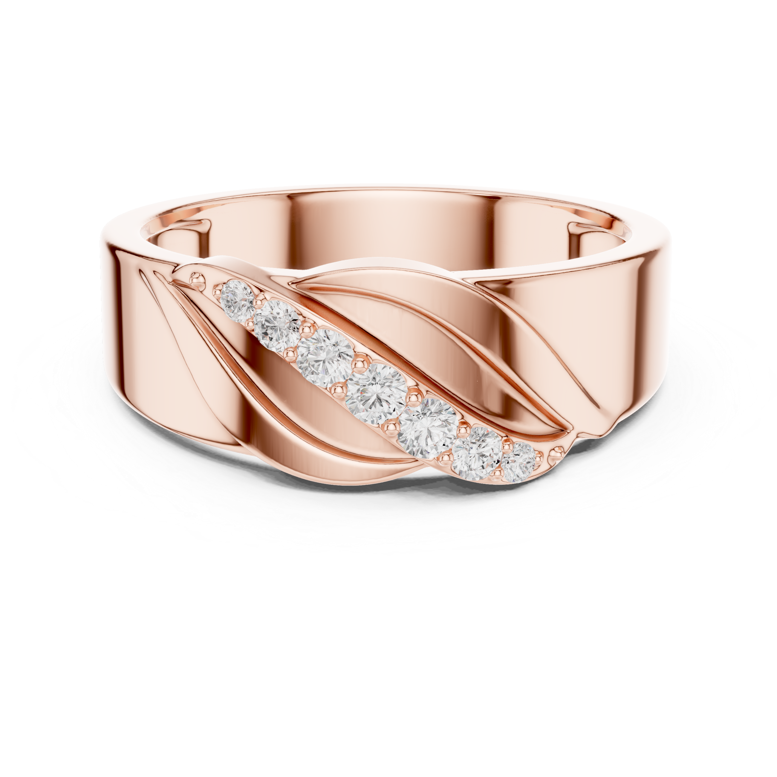 Flowing Round Diamond Twist Band with Multi Stone Row Design