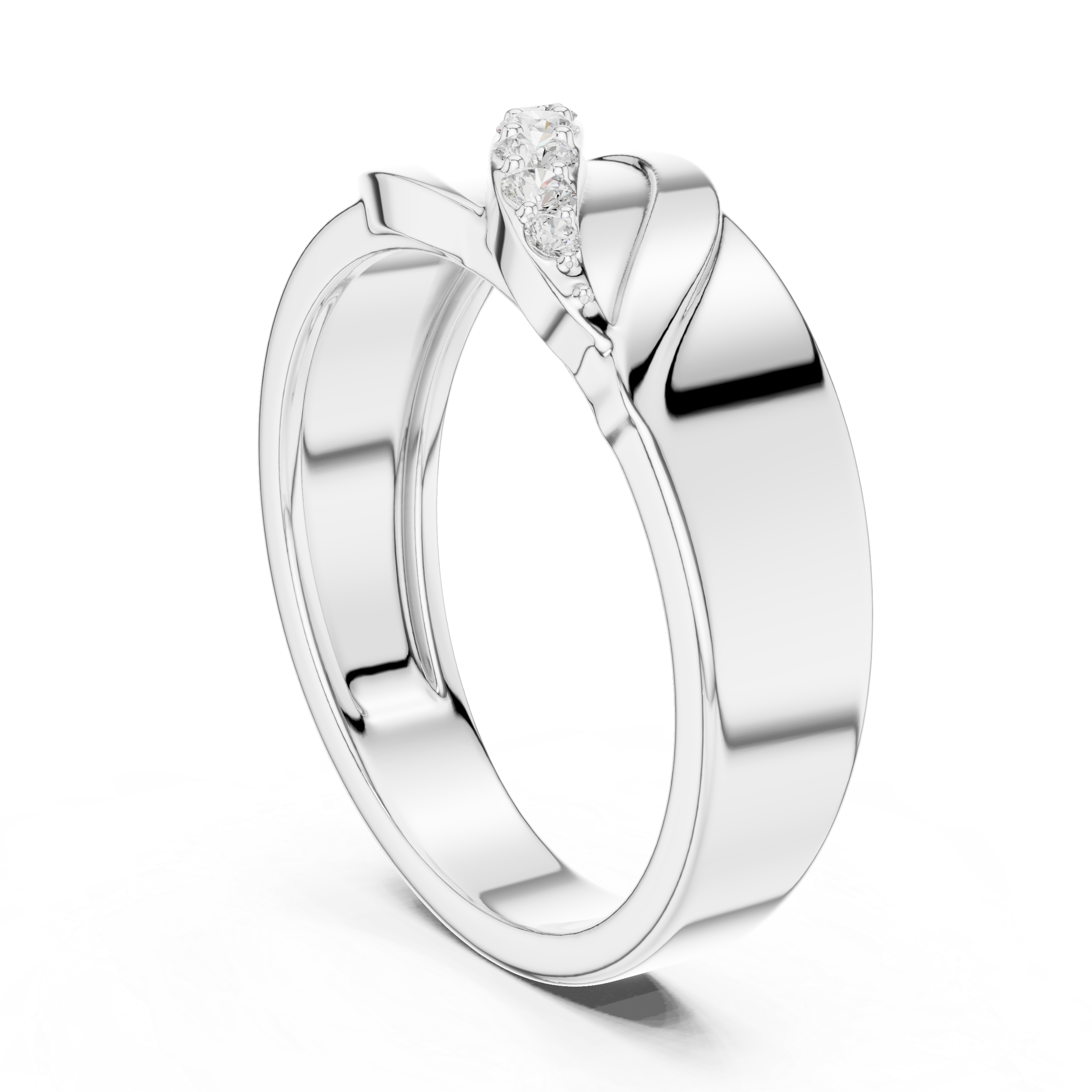 Flowing Round Diamond Twist Band with Multi Stone Row Design
