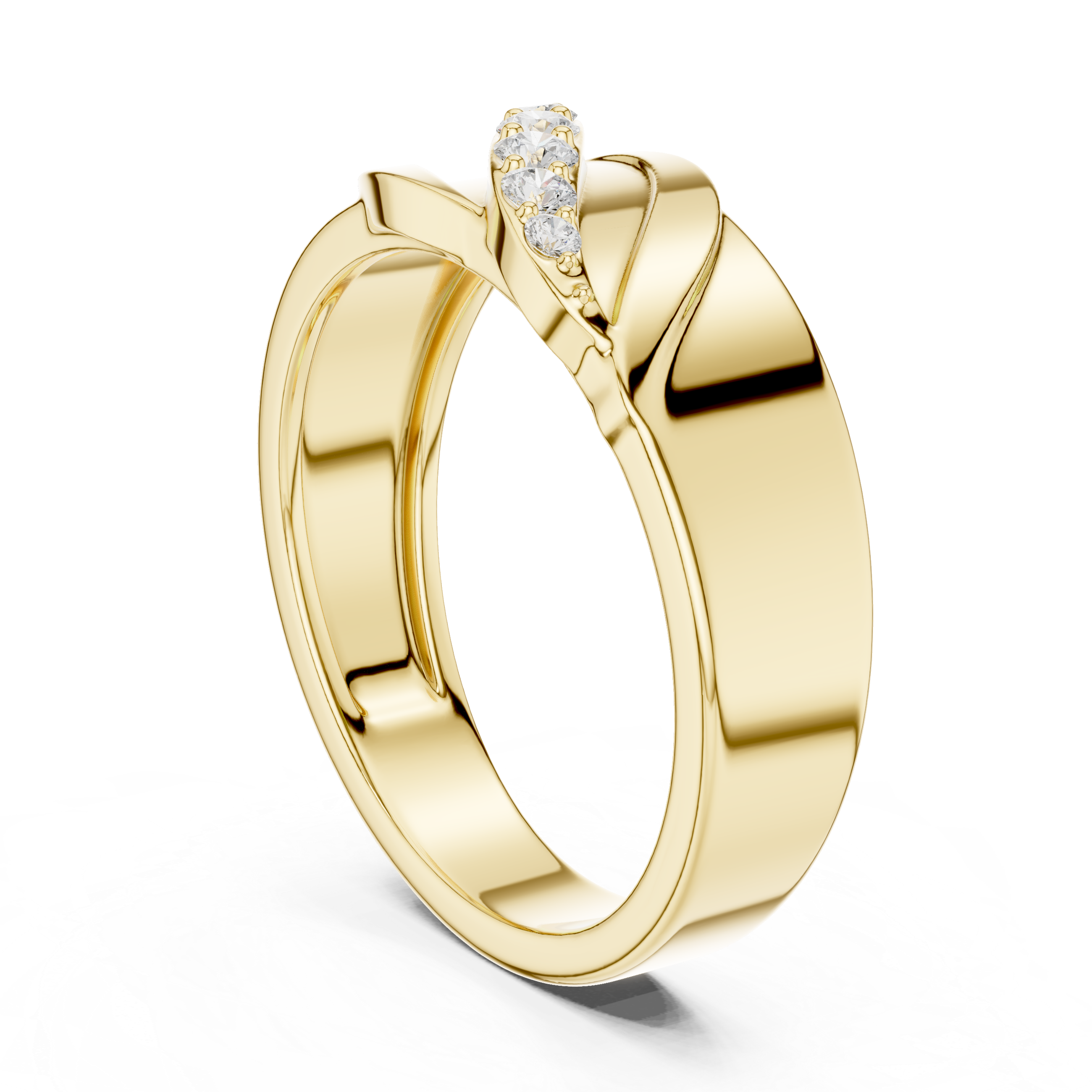 Flowing Round Diamond Twist Band with Multi Stone Row Design