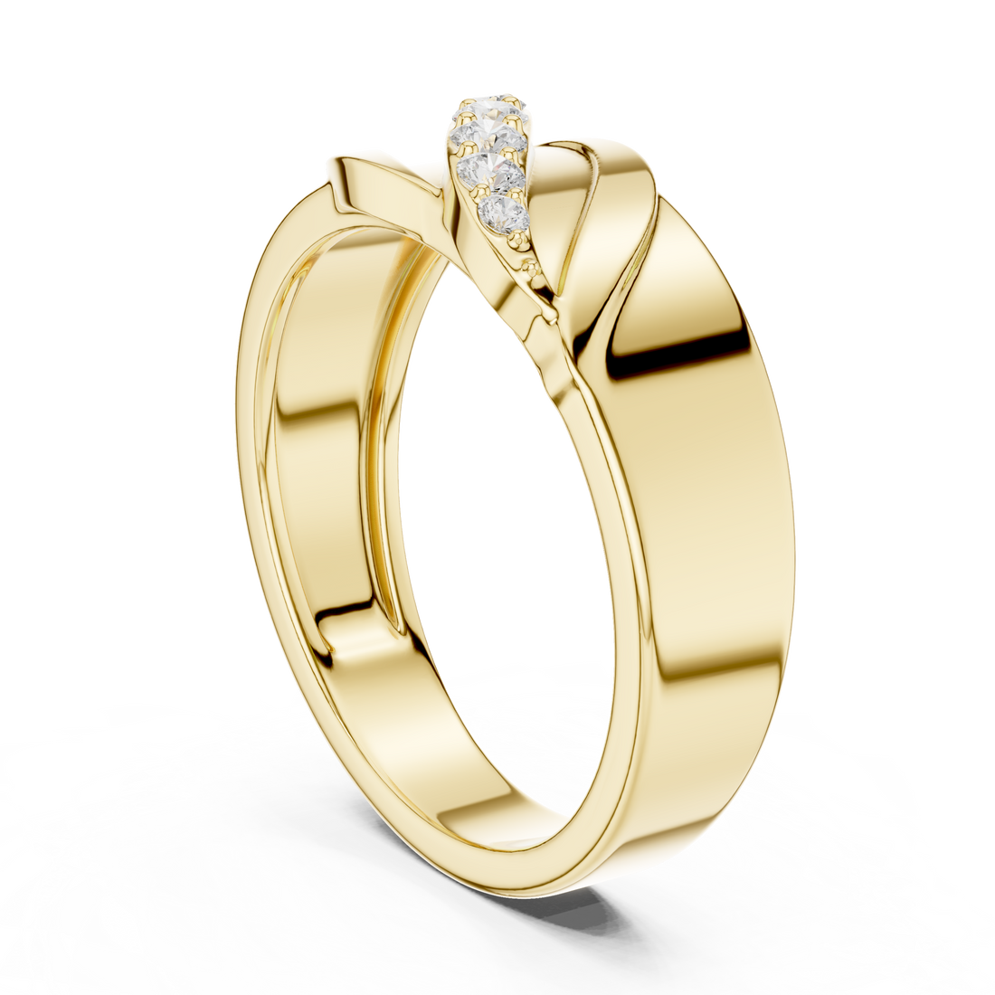 Flowing Round Diamond Twist Band with Multi Stone Row Design