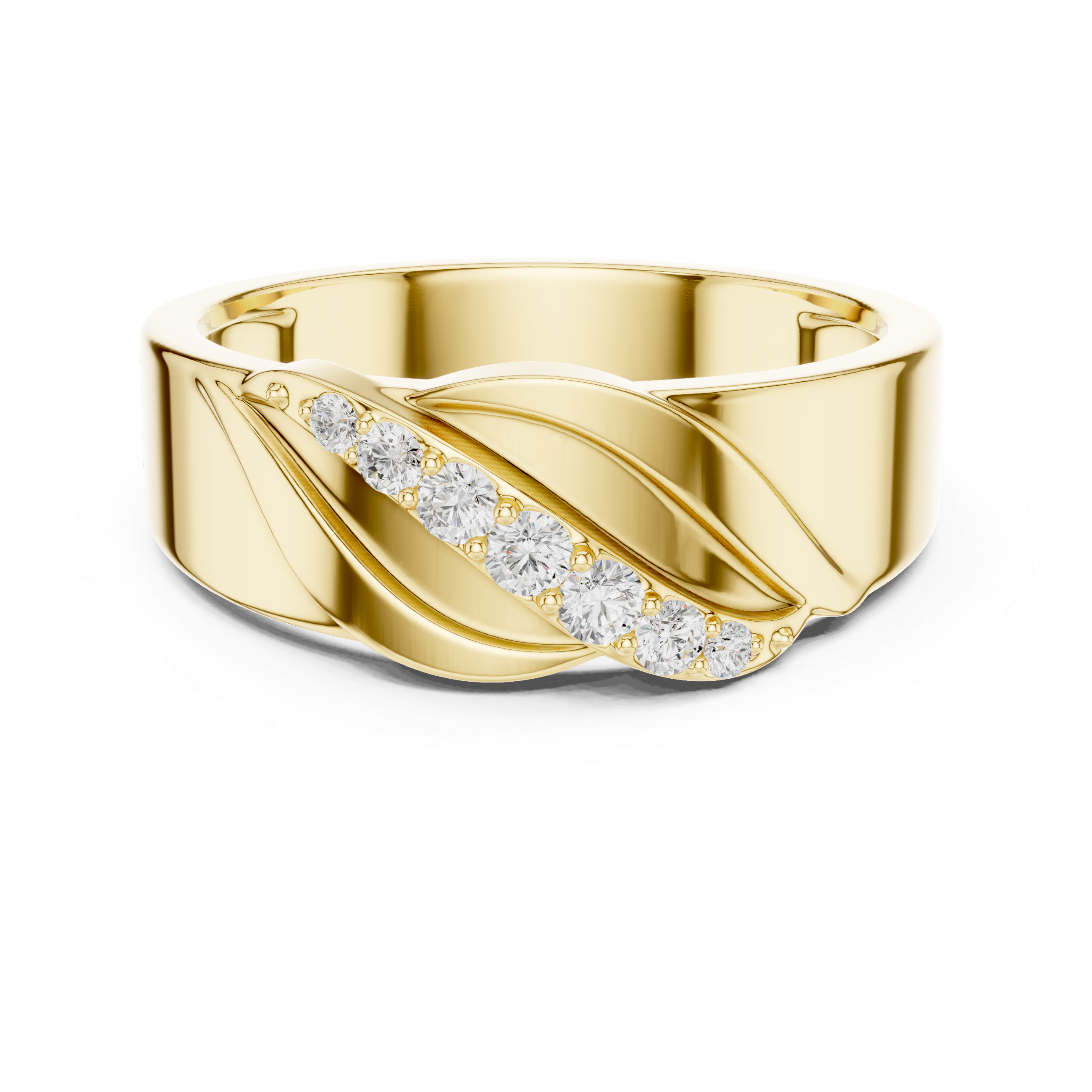 Flowing Round Diamond Twist Band with Multi Stone Row Design