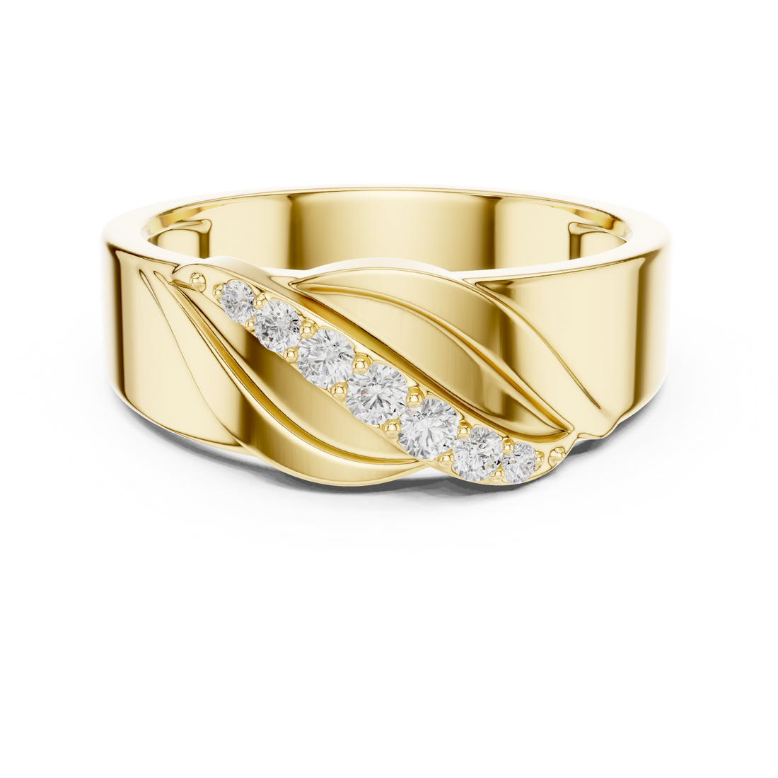 Flowing Round Diamond Twist Band with Multi Stone Row Design