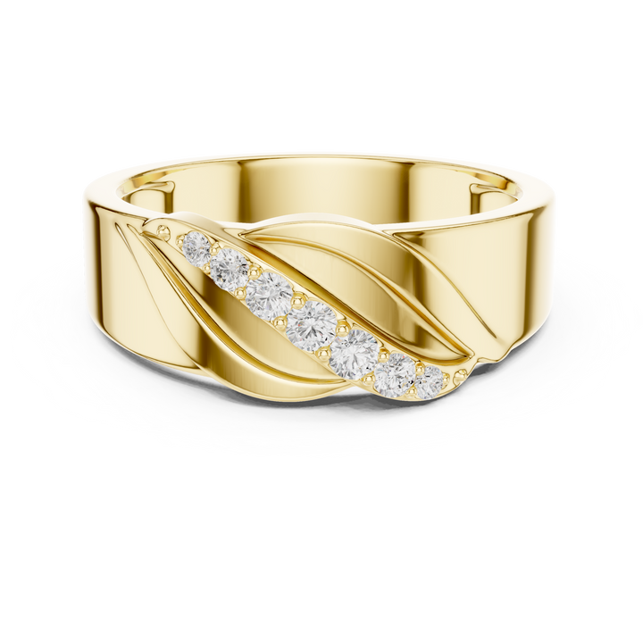 Flowing Round Diamond Twist Band with Multi Stone Row Design