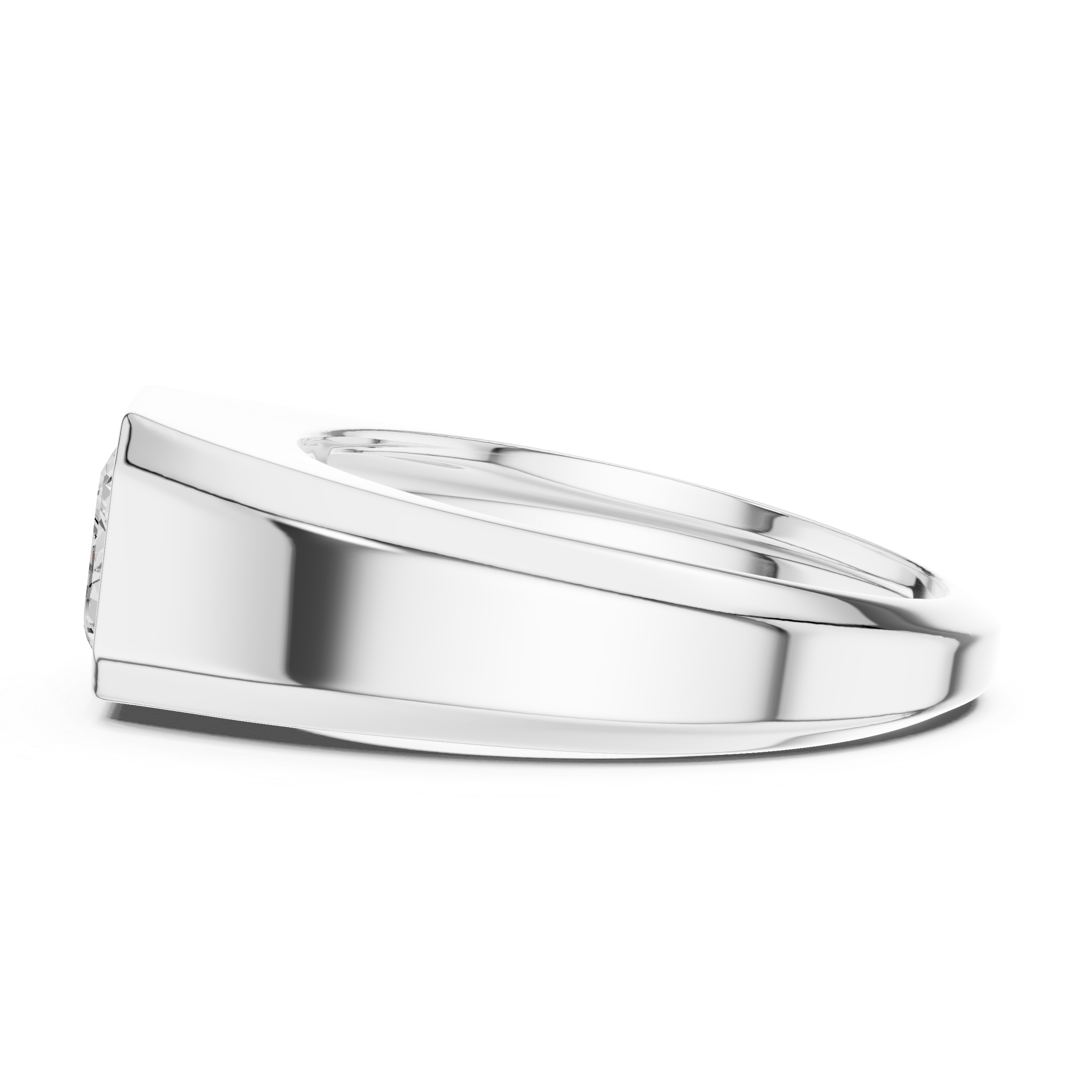 Emerald Cut Diamond Bezel Set Bold Signet Style Ring