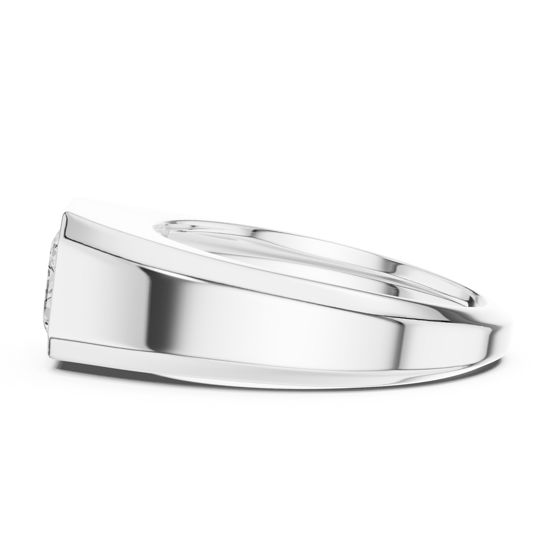 Emerald Cut Diamond Bezel Set Bold Signet Style Ring