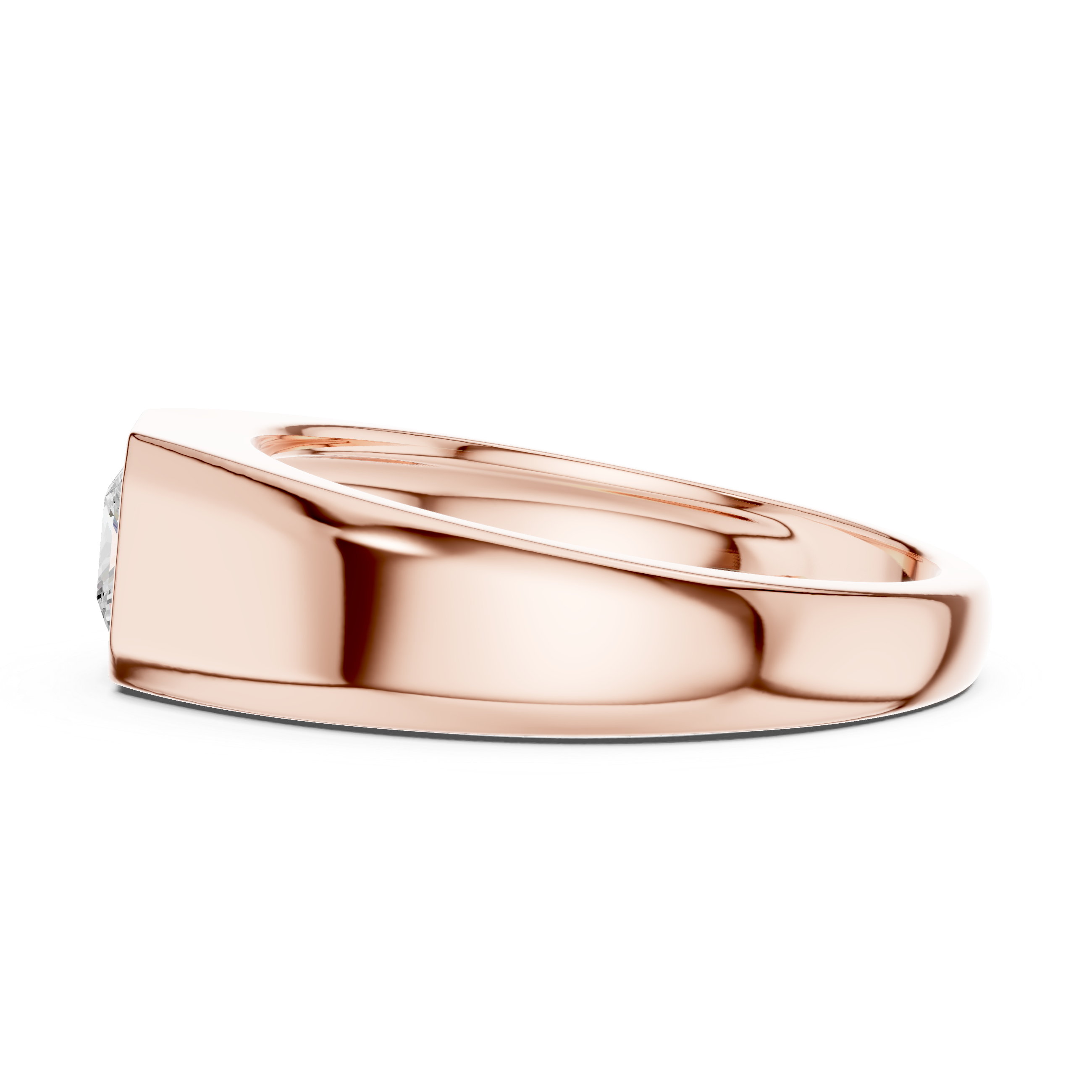Princess Cut Diamond Solitaire Bezel Set Signet Band Ring Modern Classic