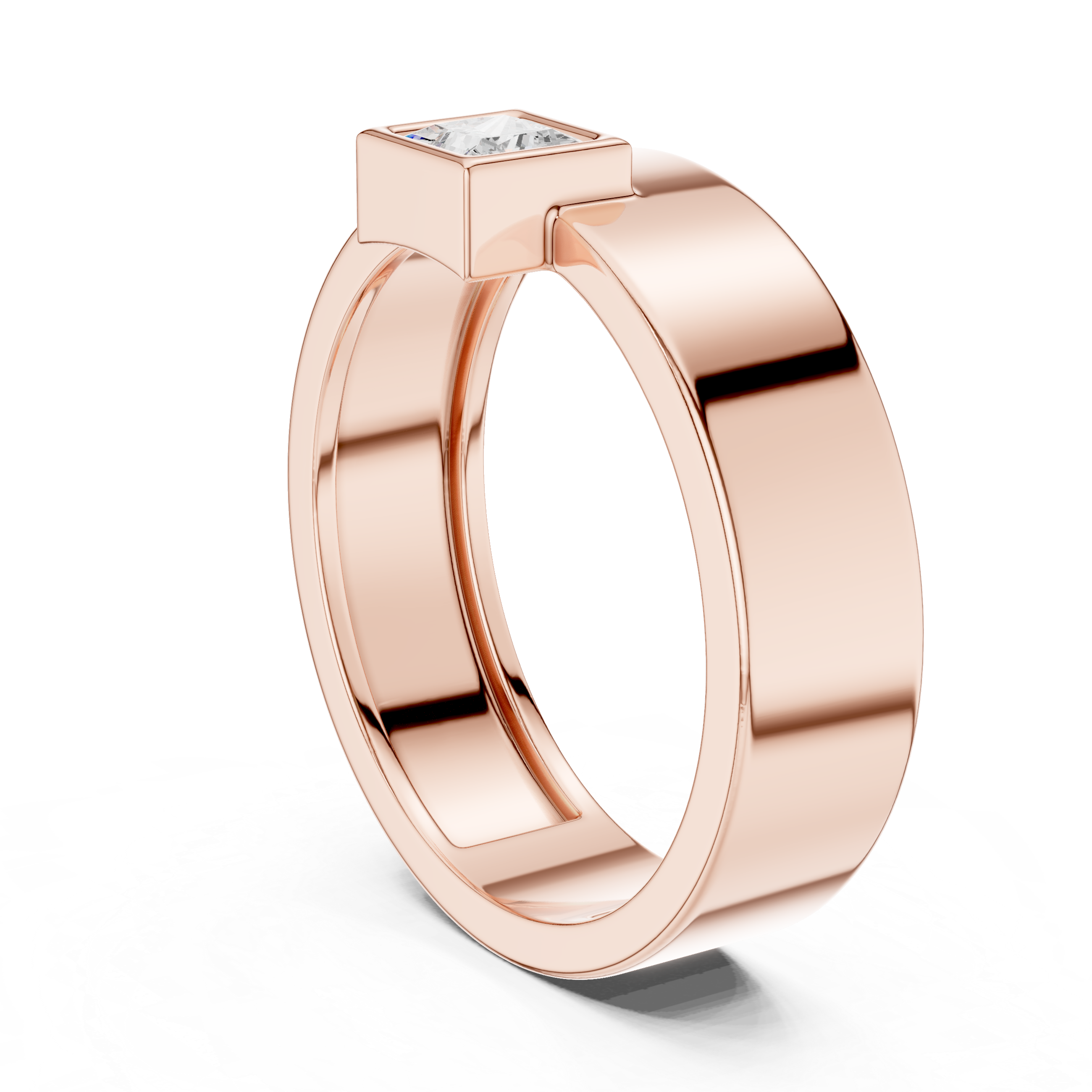 Princess Cut Solitaire Diamond Signet Style Ring