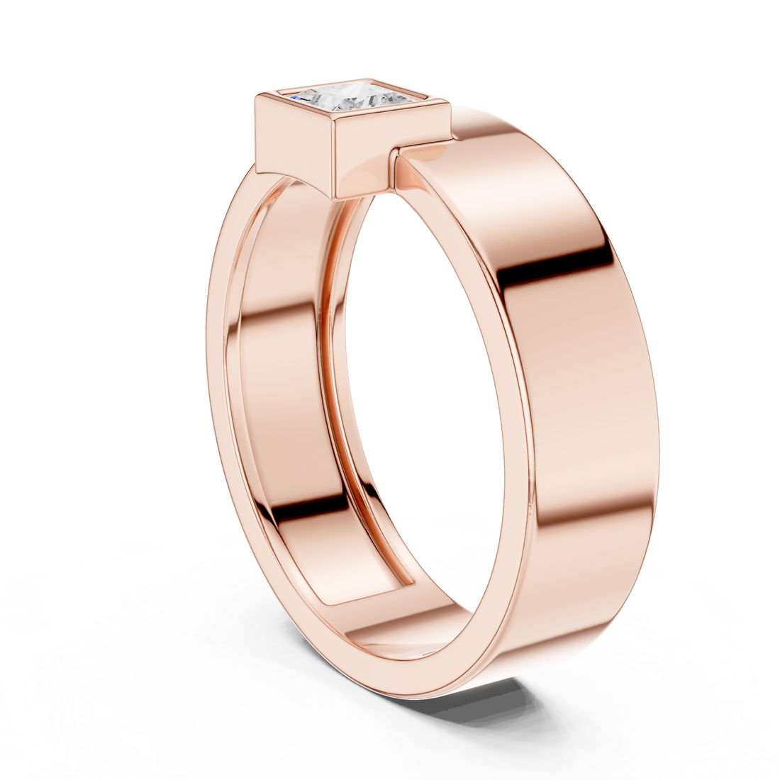 Princess Cut Solitaire Diamond Signet Style Ring